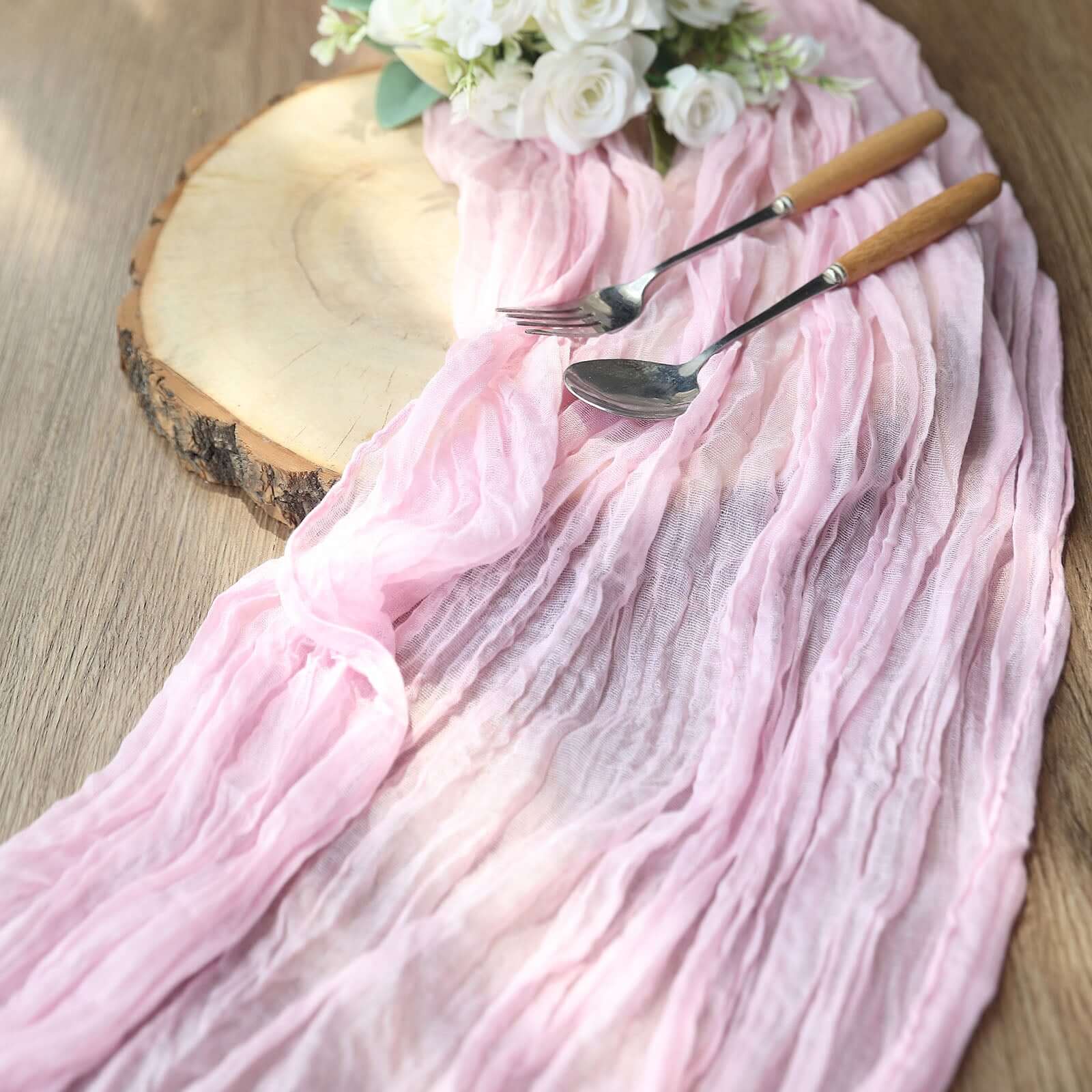 Hot Sale! 10ft Pink Gauze Cheesecloth Table Runner for Rustic Boho Decor