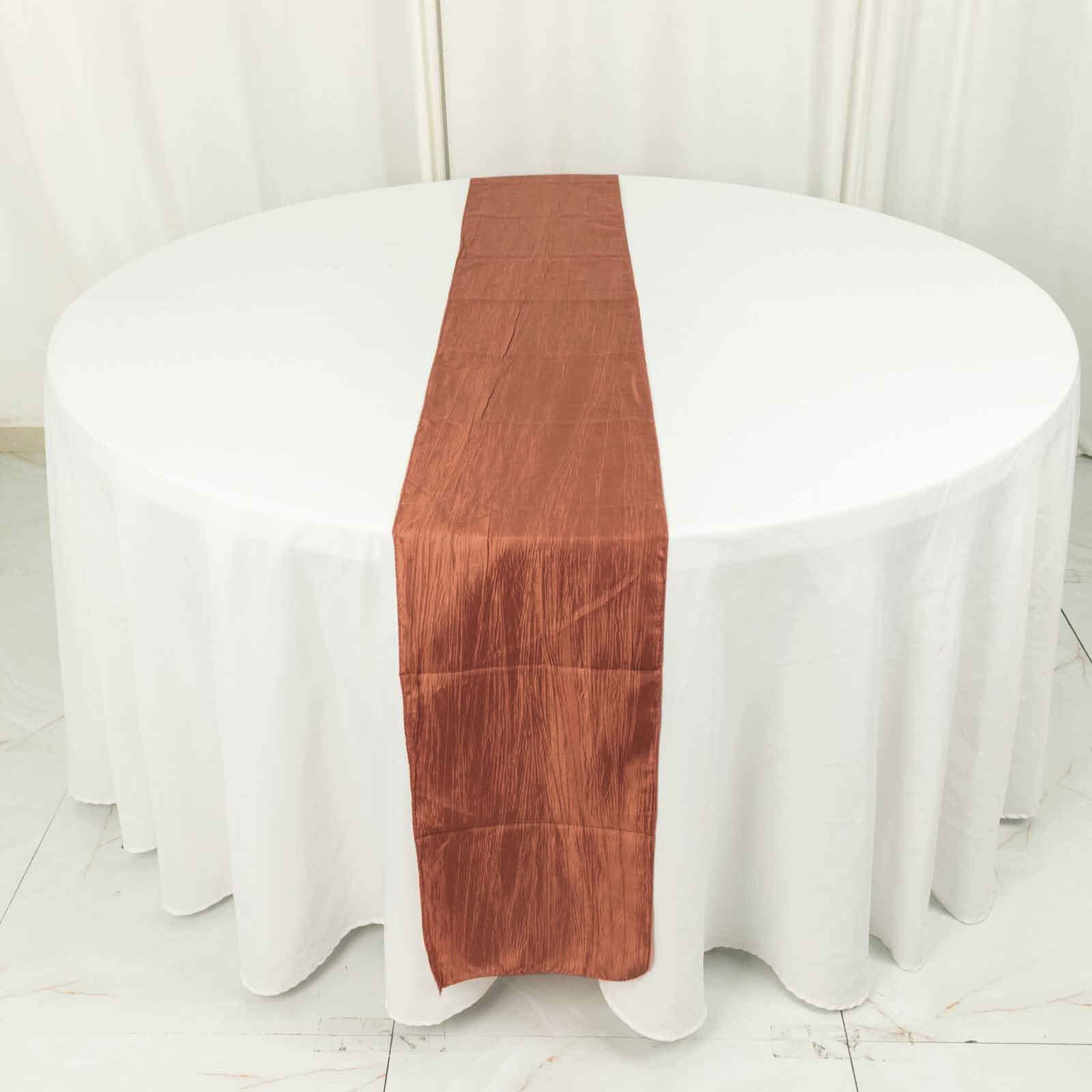 Hot Deal! Terracotta Accordion Crinkle Taffeta 12x108 Table Runner