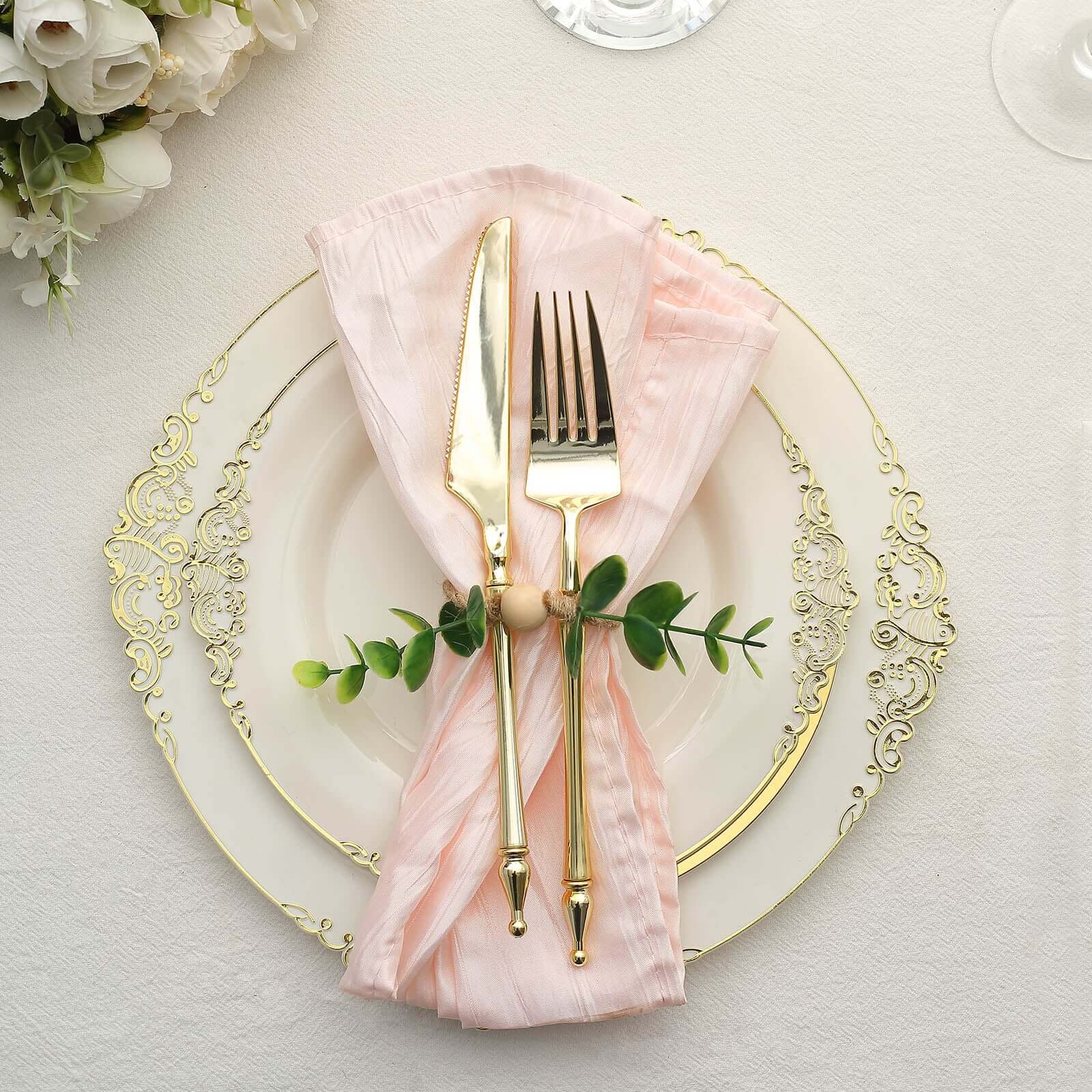 8-Piece Handmade Rustic Green Eucalyptus Leaf & Wooden Bead Jute Napkin Holders