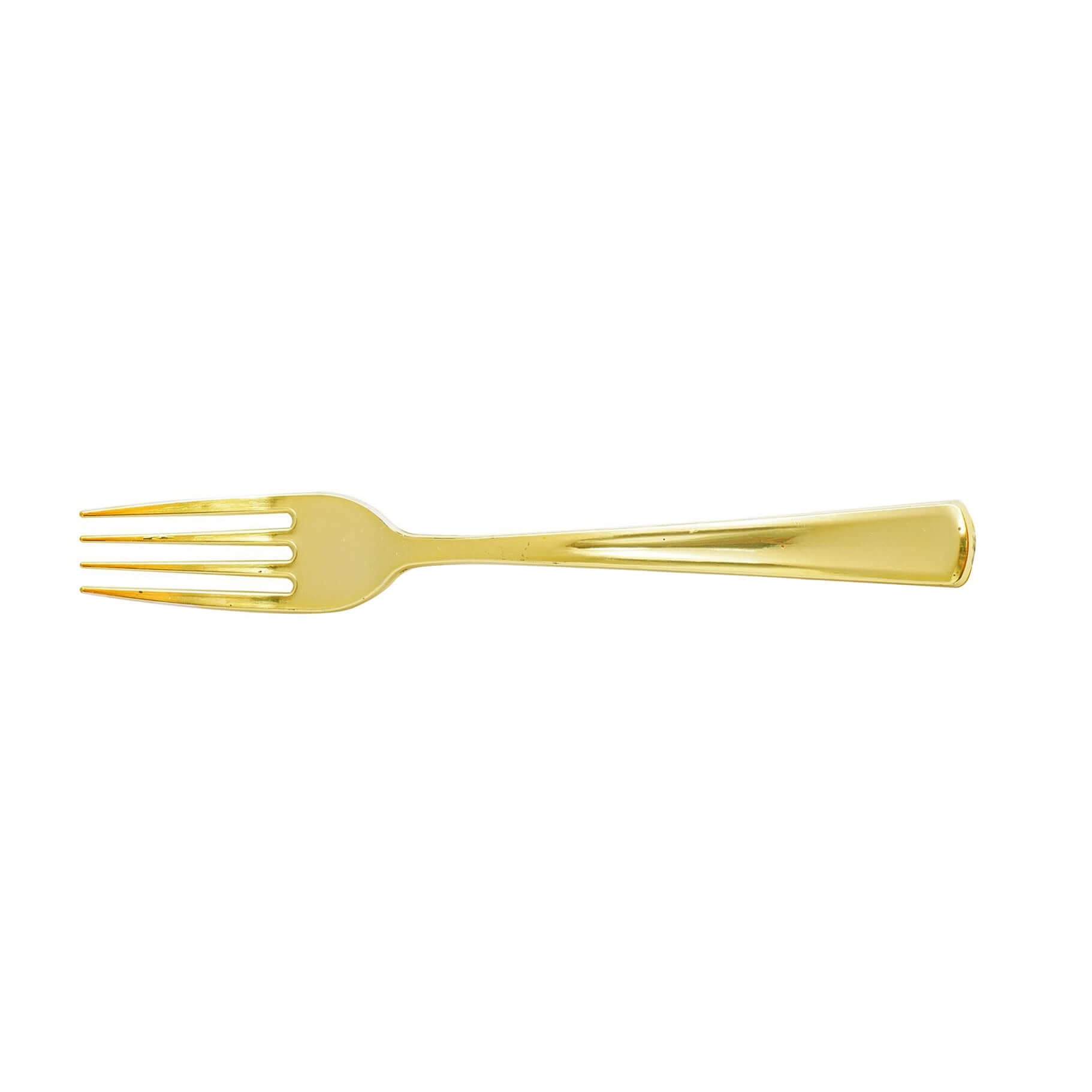 25-Piece Set of Heavy-Duty Metallic Gold Decorative Disposable Plastic Forks, 7 Inches