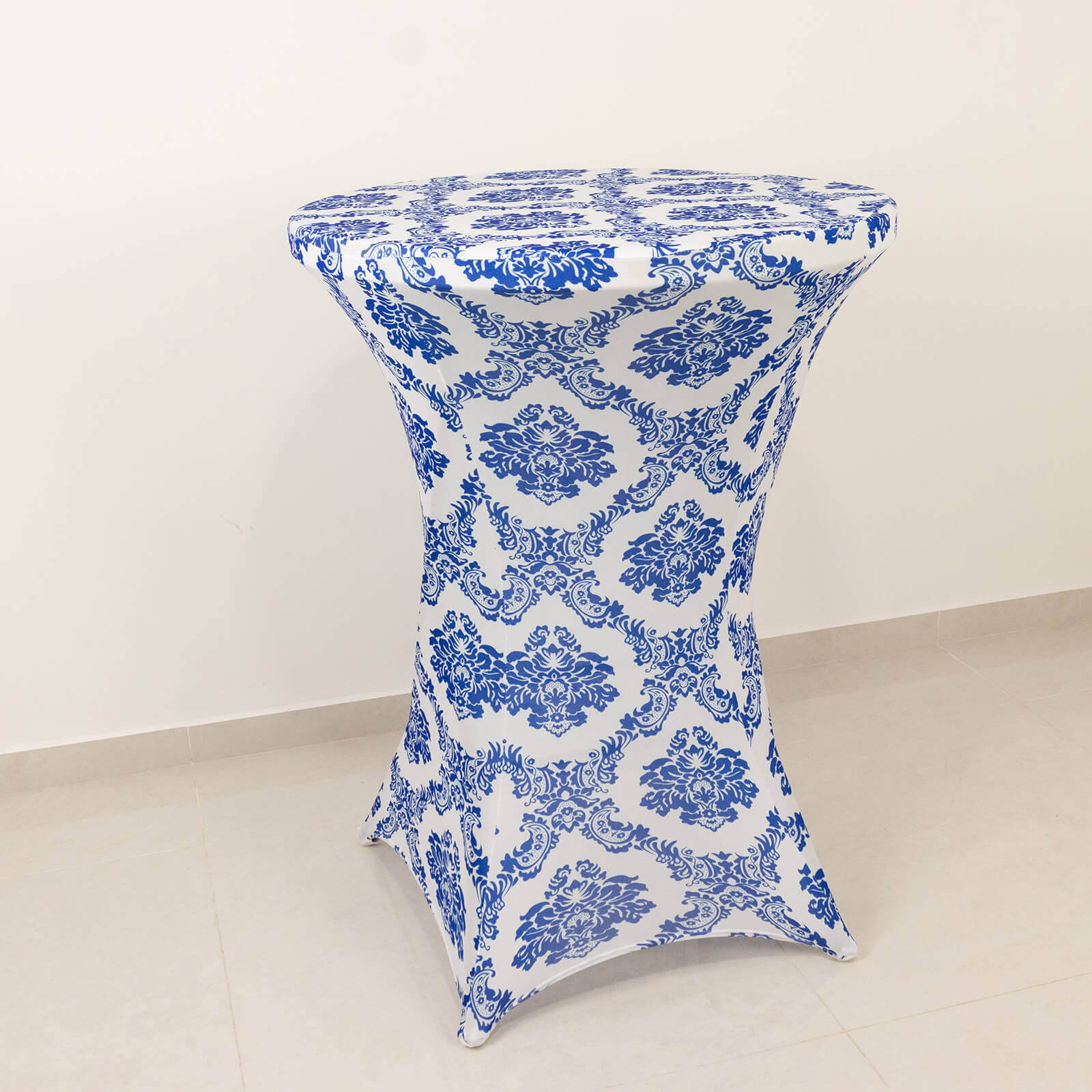 Royal Blue Spandex Stretch Fitted Cocktail Table Cover for 24'-32' Dia. Tables - Easy Maintenance