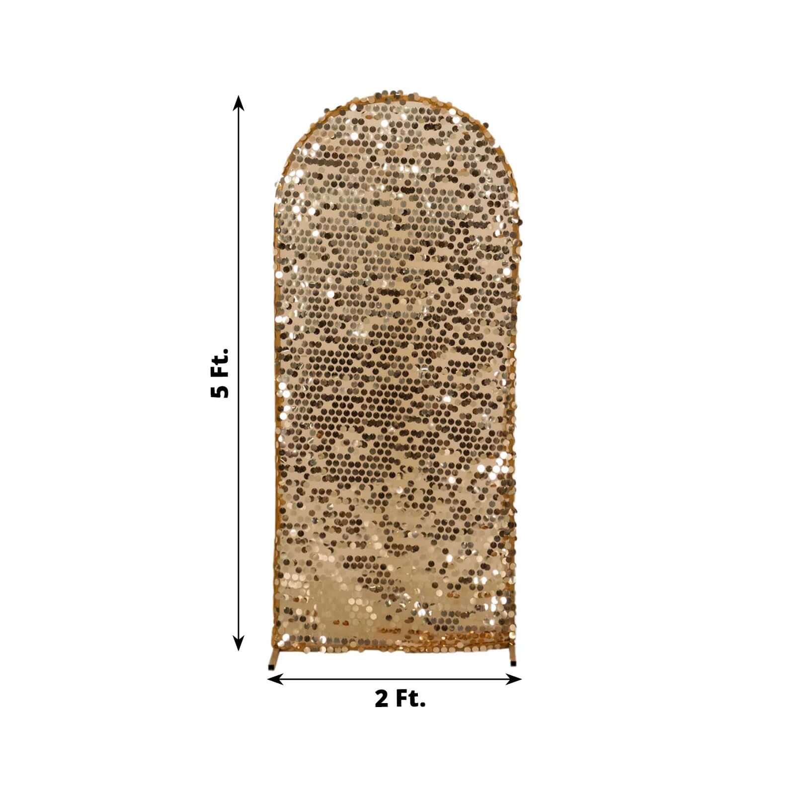 5ft Sparkly Gold Sequin Fitted Cover for Round Top Wedding Arch - Premium Deal