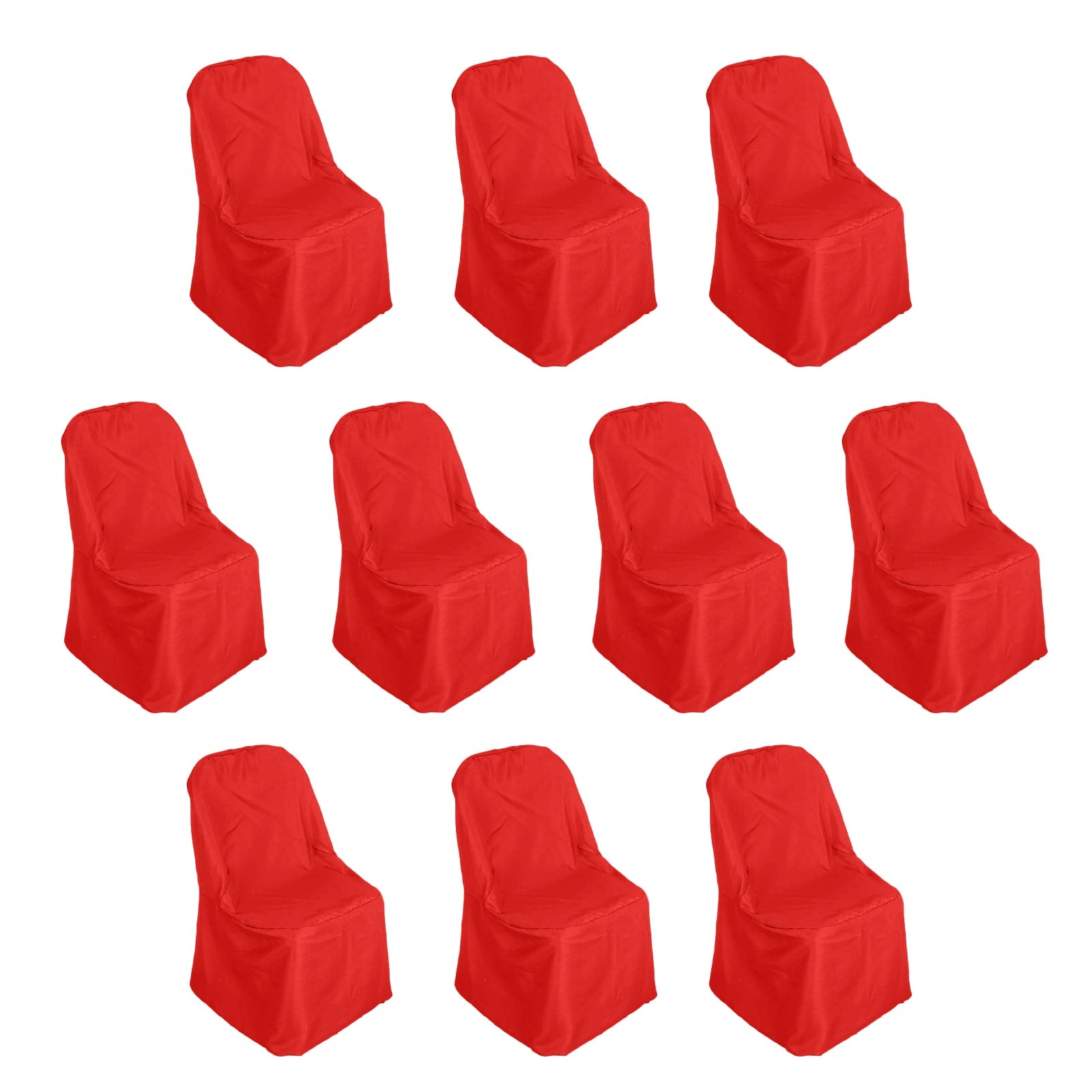 10-Pack Red Polyester Wrinkle-Free Stain-Resistant Slip-On Chair Covers for Folding Chairs - Great Deal