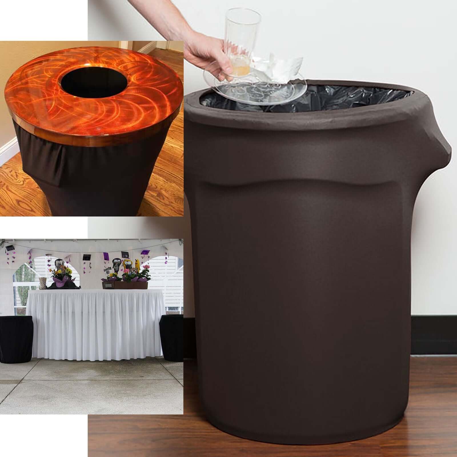 Special Offer! Navy Blue 4 - Way Stretch Spandex Round Trash Bin Cover for 41 - 50 Gallons