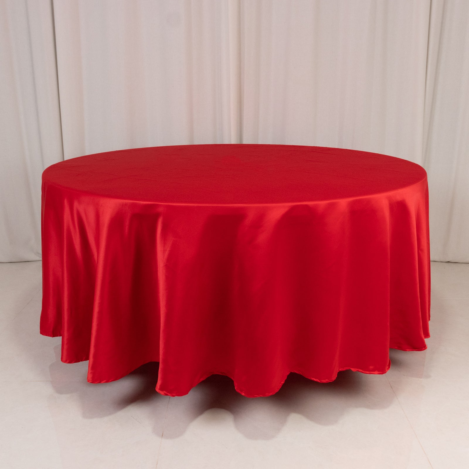 Red Durable Silk-Like Lamour Satin 108 Round Tablecloth - Ideal for Events