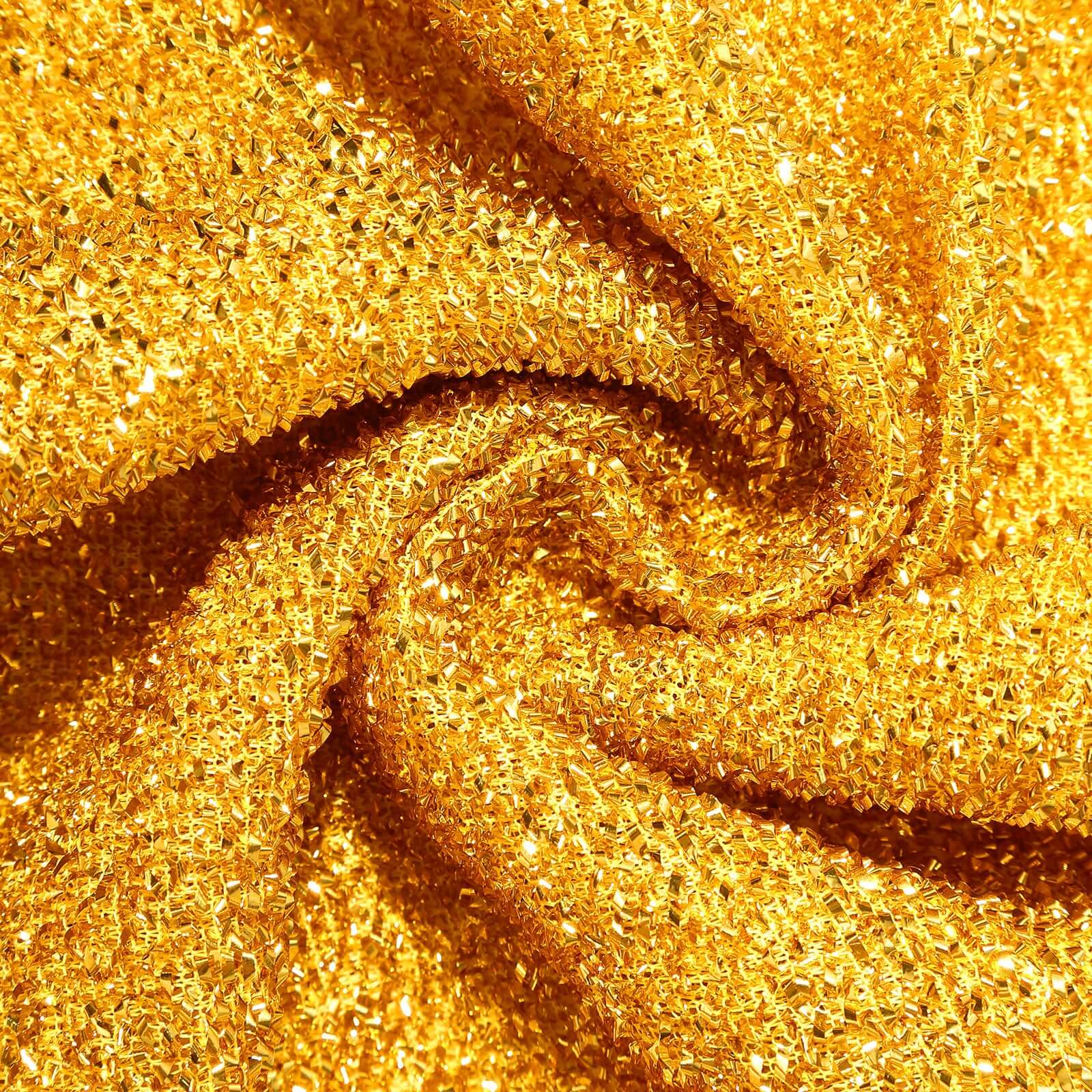 8ft Double-Sided Gold Shimmer Tinsel Spandex U-Shaped Wedding Arch Slipcover