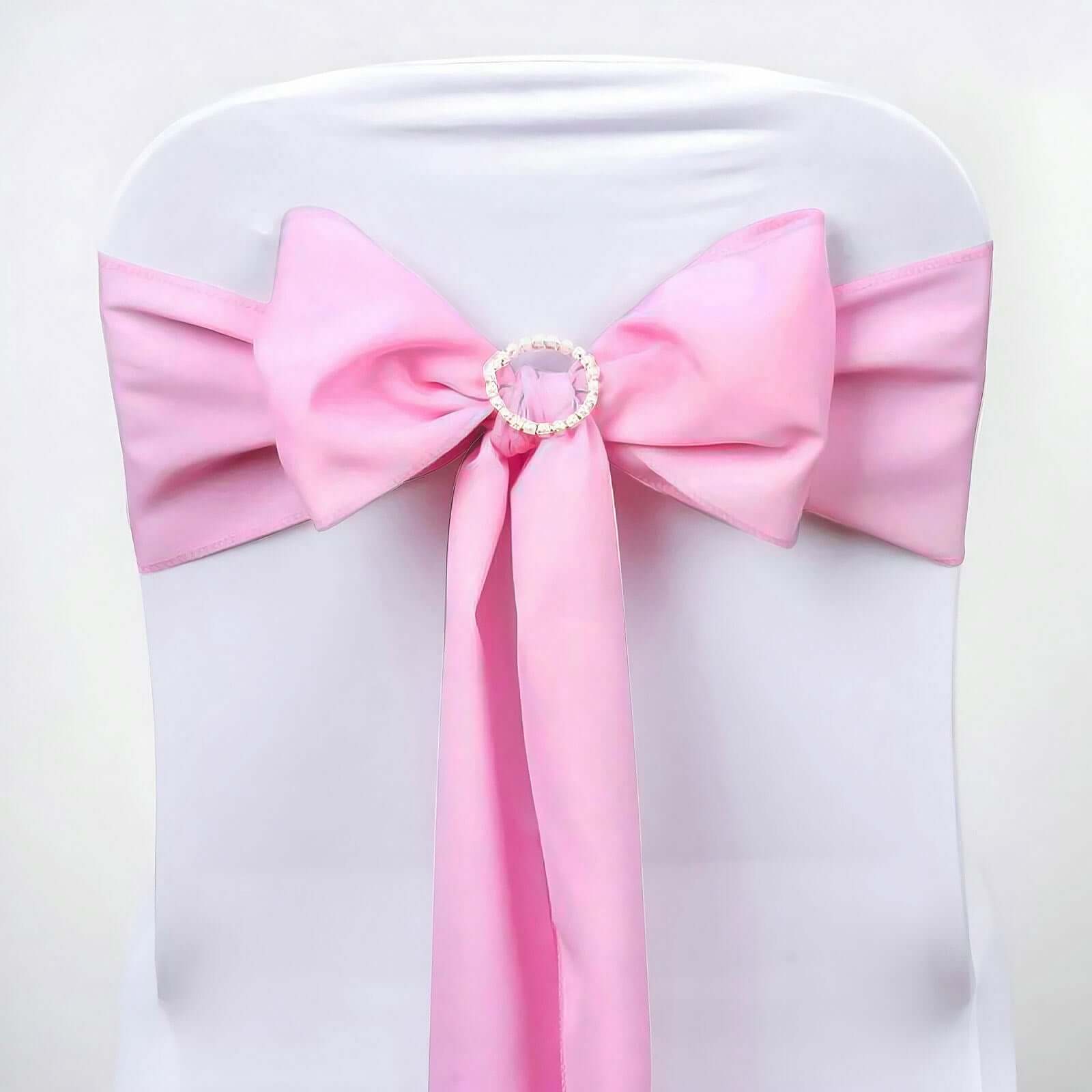 5-Piece Set of Pink Polyester Chair Sashes, 6x108 Inches
