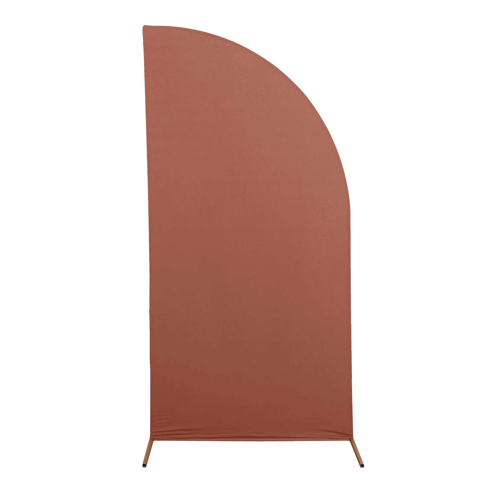 Hot Deal! 7ft Custom-Fitted Spandex Half Moon Chiara Matte Terracotta (Rust) Wedding Arch Backdrop Stand Cover