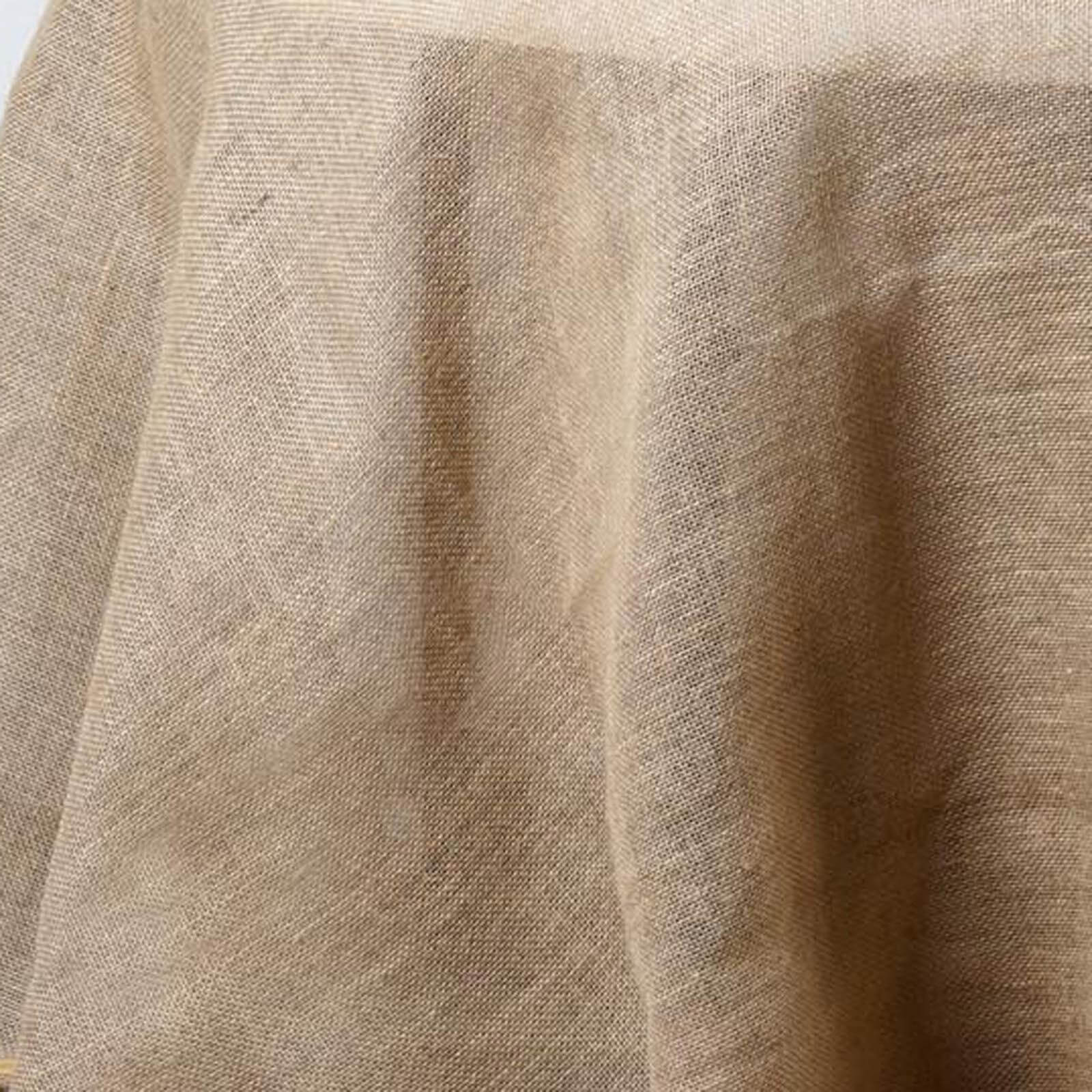 120-Inch Natural Burlap Jute Round Tablecloth for Rustic Boho Chic Decor