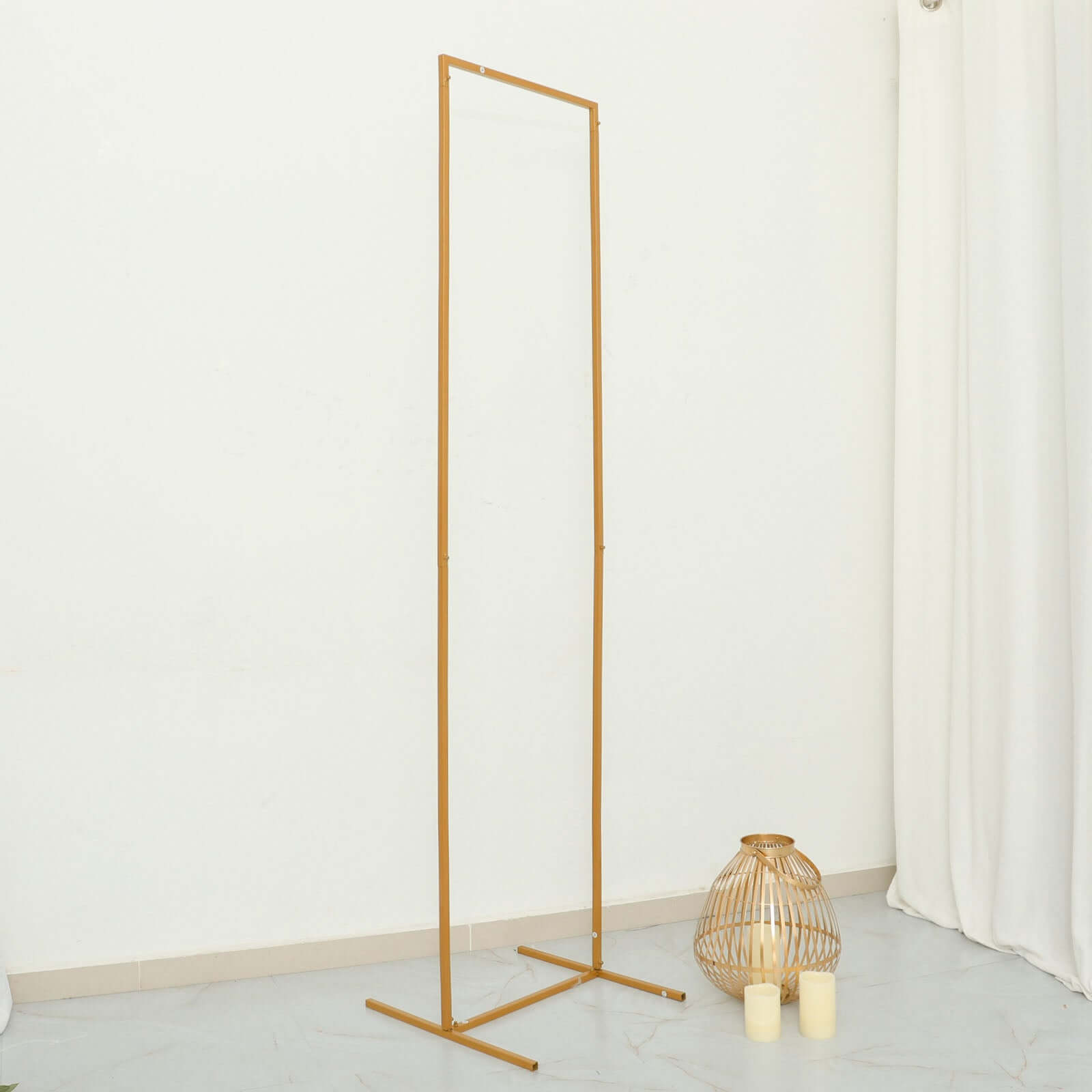 Hot Sale! 6.5ft Slim Gold Metal Rectangular Wedding Arch Backdrop Stand