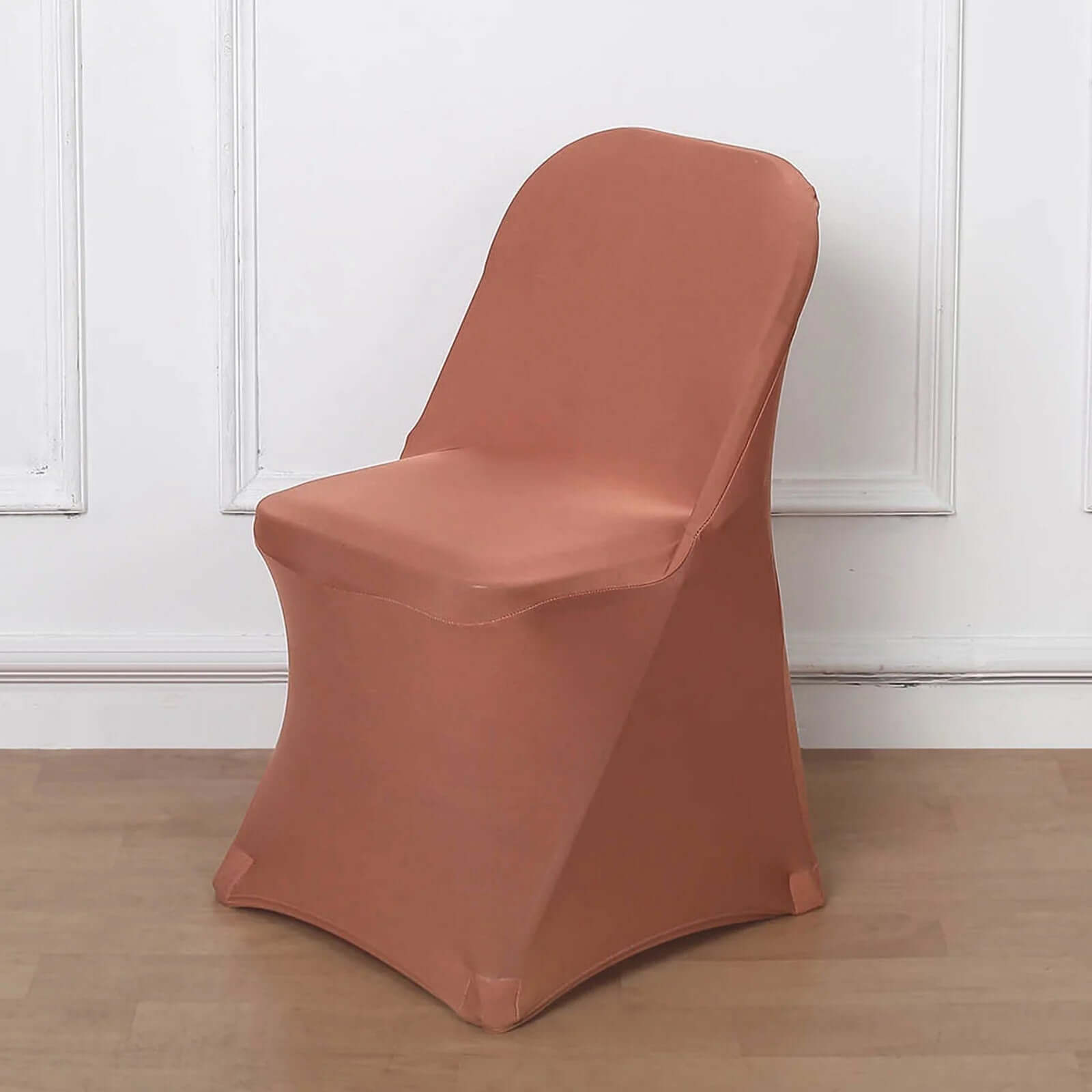 10-Pack Durable 160GSM Terracotta (Rust) Stretch Spandex Slipcovers for Folding Chairs