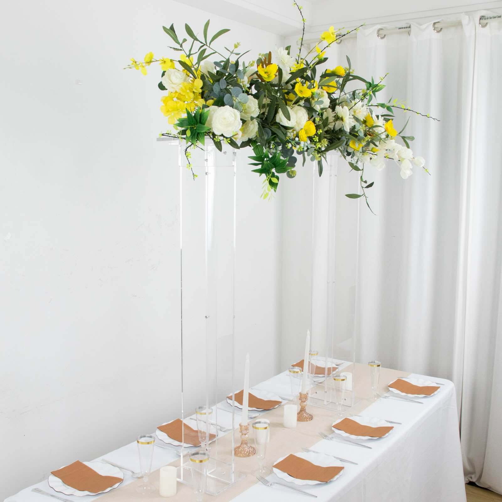 Hot Sale! Clear Acrylic Rectangular Flower Stand - Ideal Decorative Table Centerpiece for Events