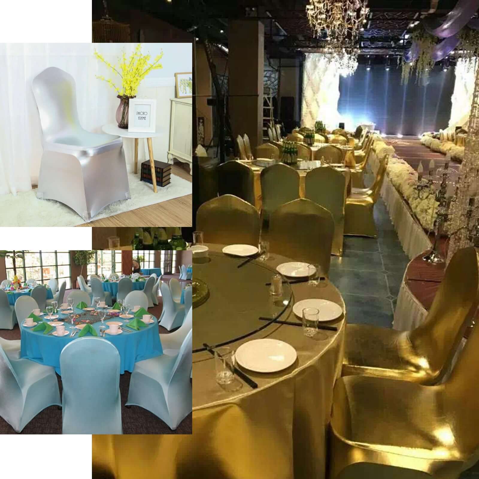 Premium Glittering Metallic Gold Spandex Banquet Chair Cover - Ideal for Special Events