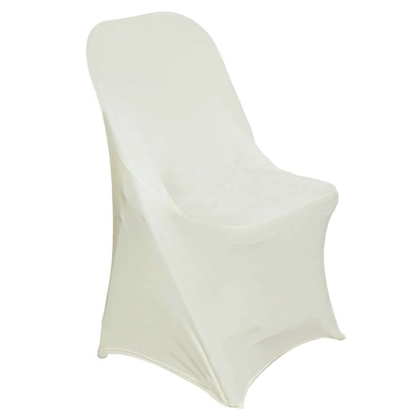 Ivory 10-Pack Durable 160GSM Stretch Spandex Fitted Slipcovers for Folding Chairs
