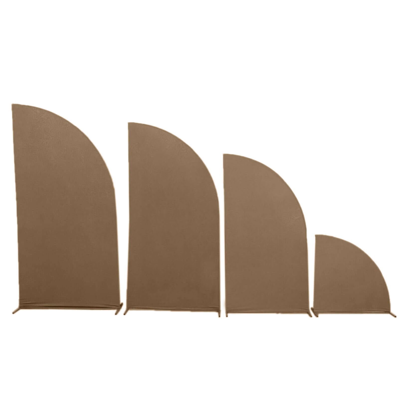 Custom-Fit Matte Taupe Spandex Set of 4 Half Moon Wedding Arch Backdrop Covers - 2.5ft, 5ft, 6ft, 7ft