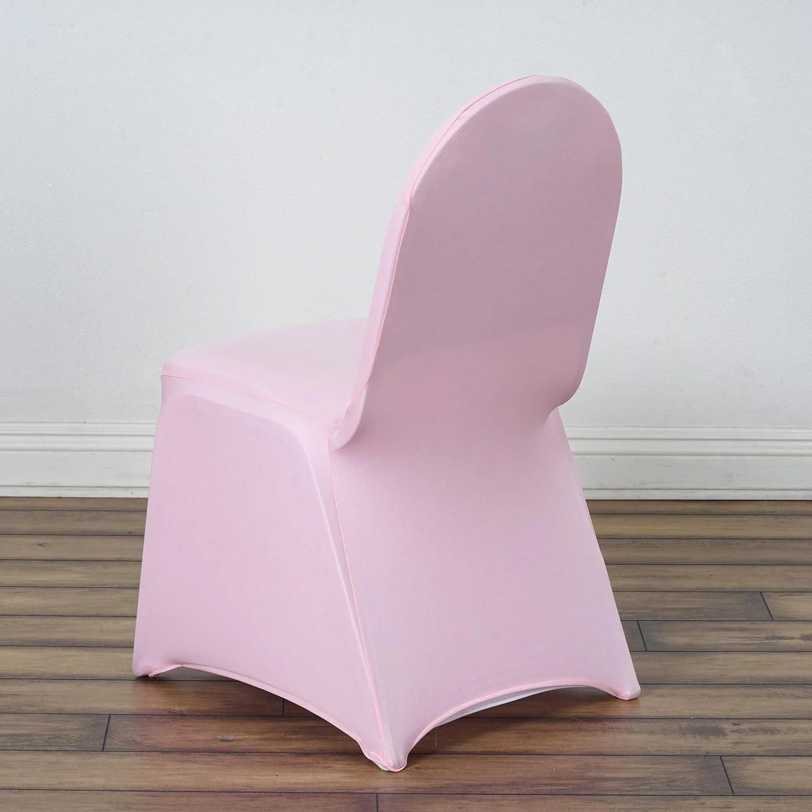 10-Piece Set of Pink Durable Reusable Spandex Slip-On Covers for Banquet Chairs