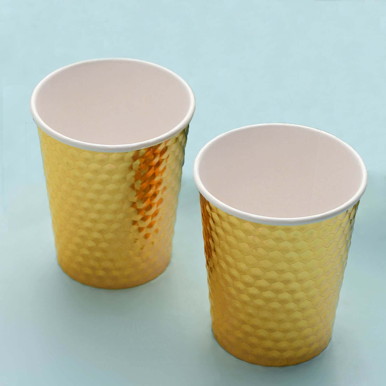 24-Pack Gold Foil Honeycomb Design Disposable Paper Cups - 10oz for Hot & Cold Drinks, Ideal for Parties
