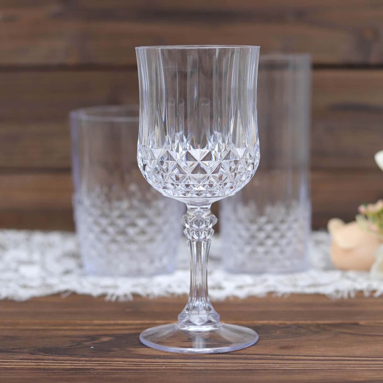 Hot Deal! 6-Pack Shatterproof 8oz Clear Plastic Cocktail Goblets with Crystal Cut Design