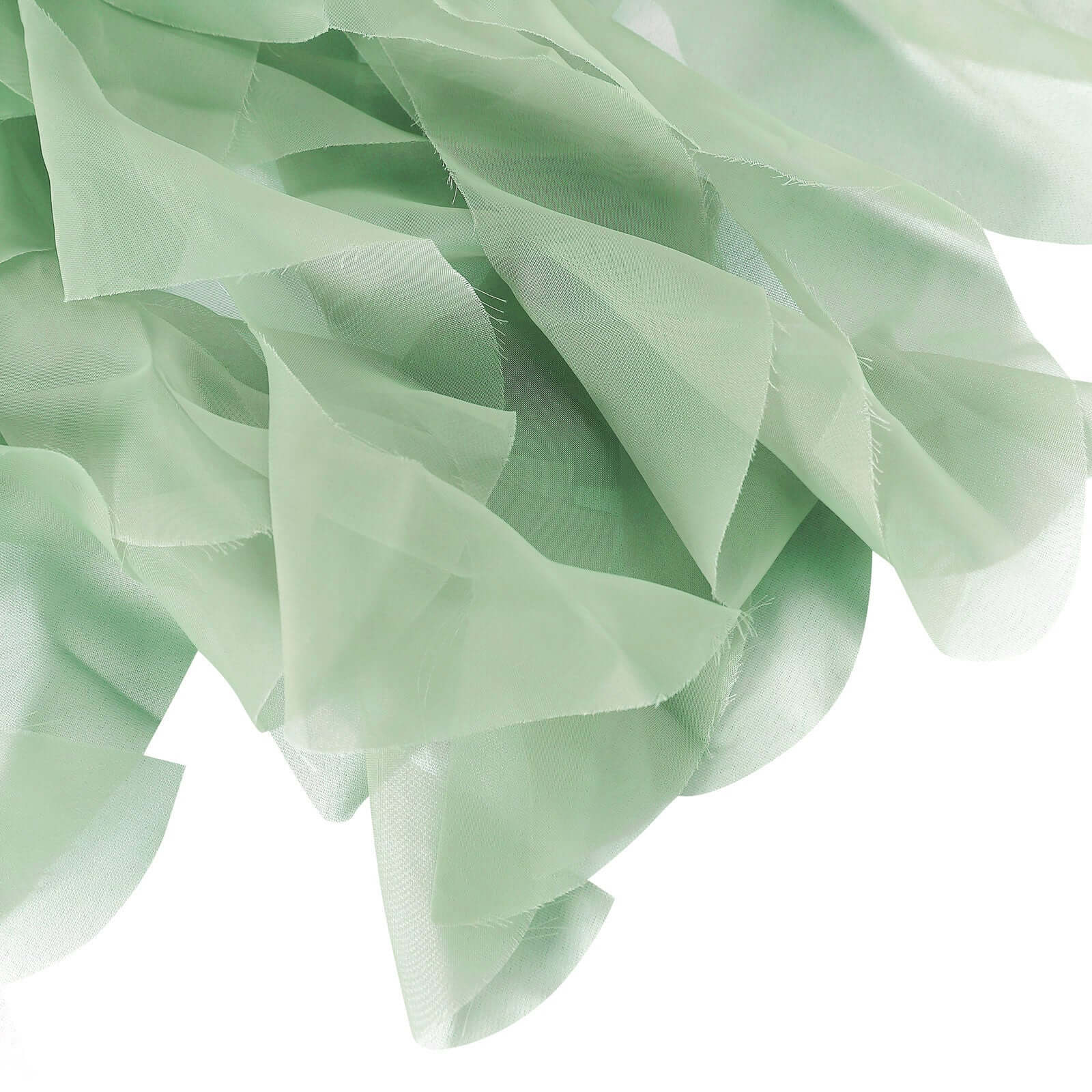 Stylish Sage Green Chiffon Chair Sashes Set with Willow Ruffles Design