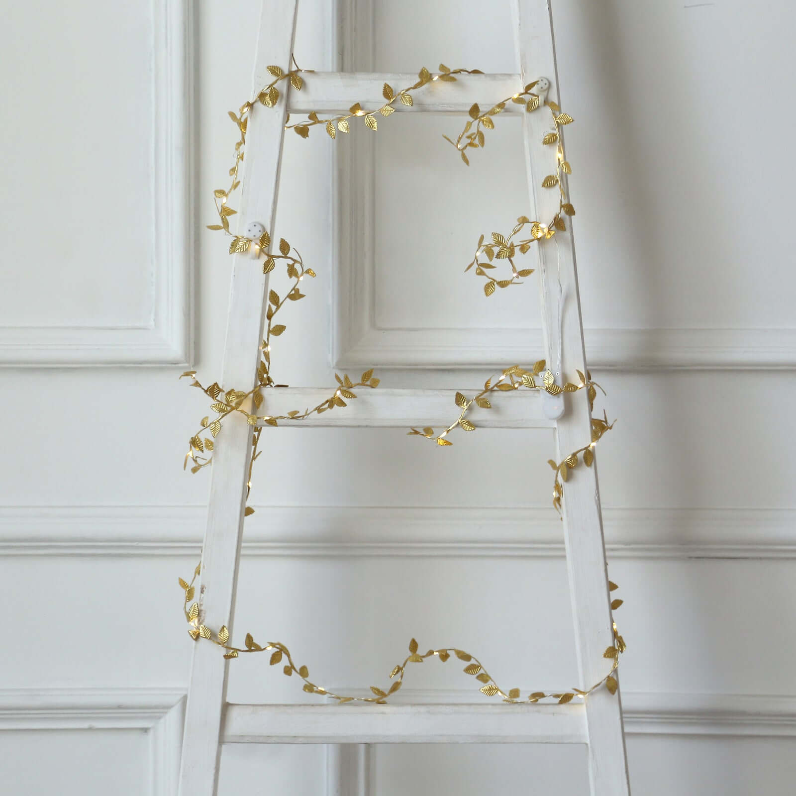 Hot Sale! 40 LED 15ft Battery-Operated Metallic Gold Rose Leaf Garland String Lights, Warm White