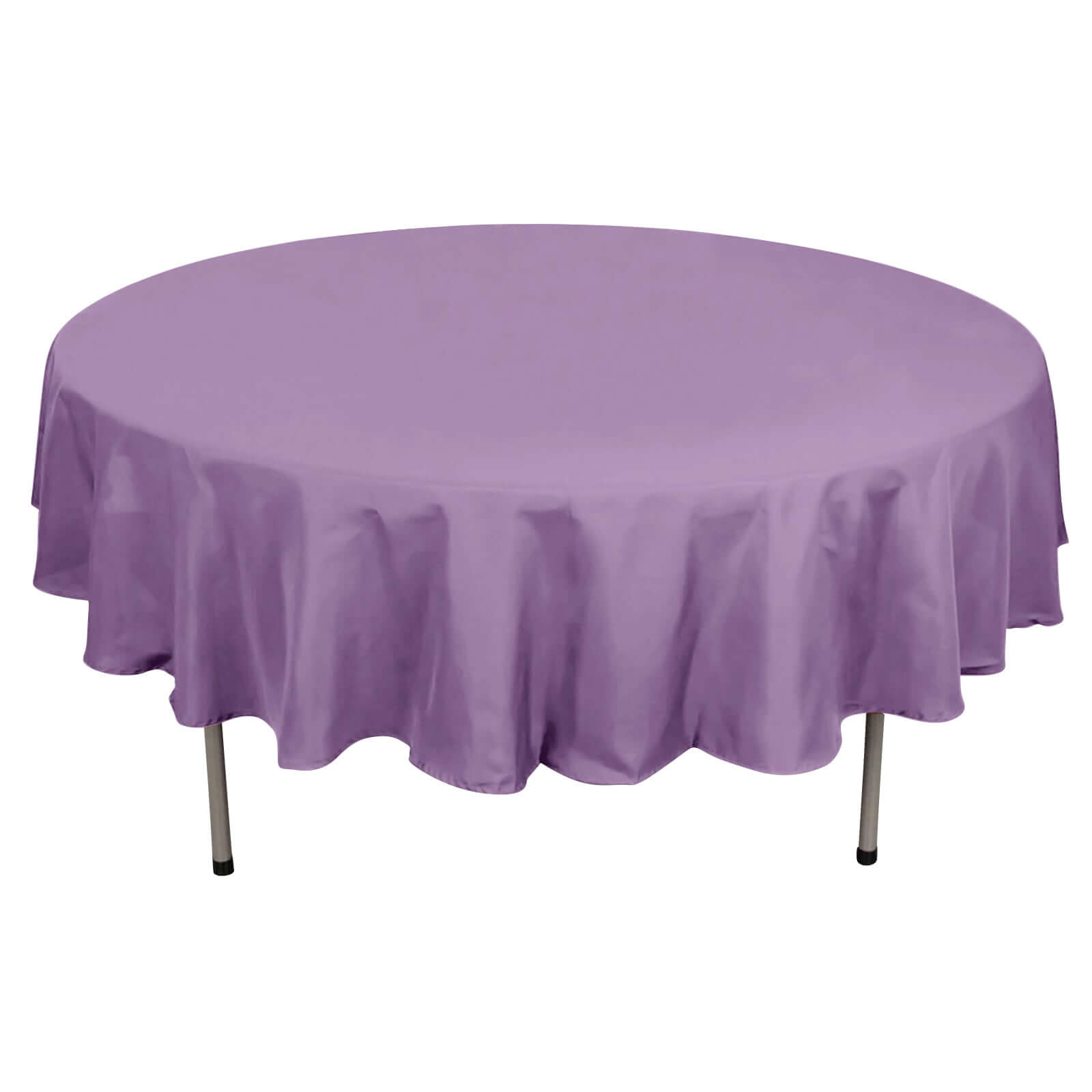 Stain & Wrinkle-Resistant 90' Round Violet Amethyst Polyester Tablecloth