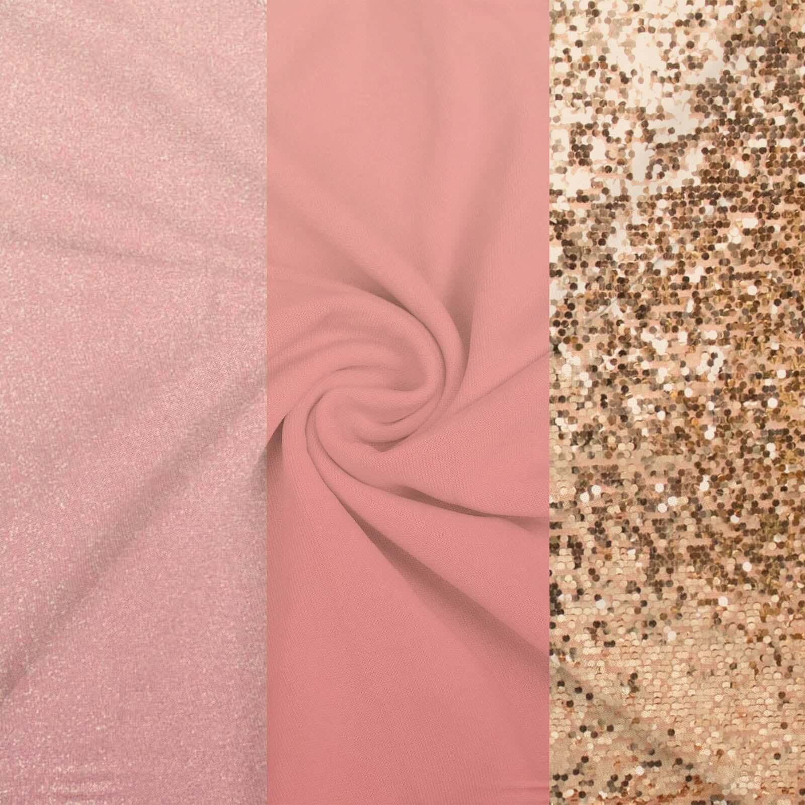 3-Piece Rose Gold Wedding Arch Frame Covers: Sequin, Tinsel & Spandex