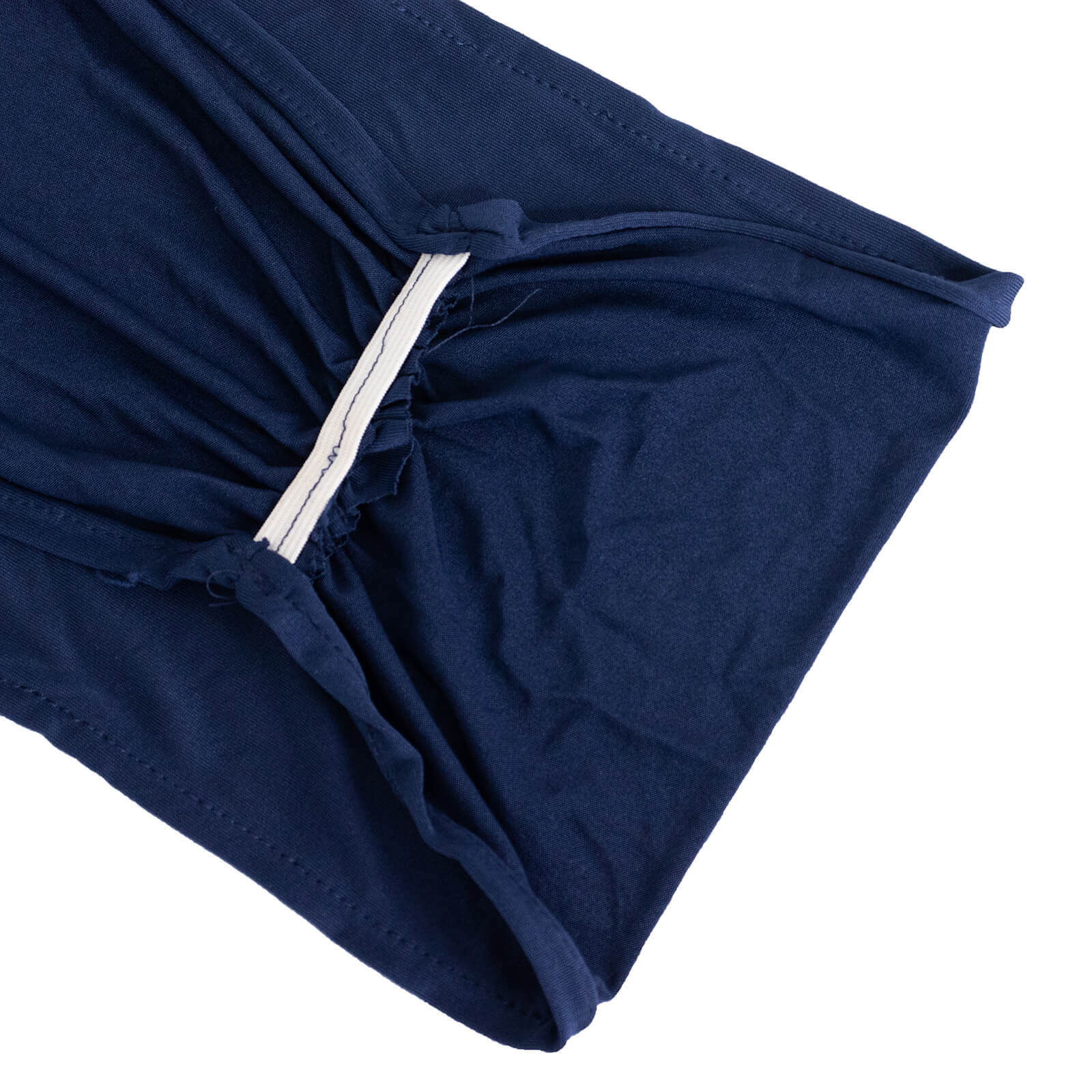 Navy Blue Ruffled Spandex Chair Sashes - 5 Pack, 8x13 Wide Stretch Bands