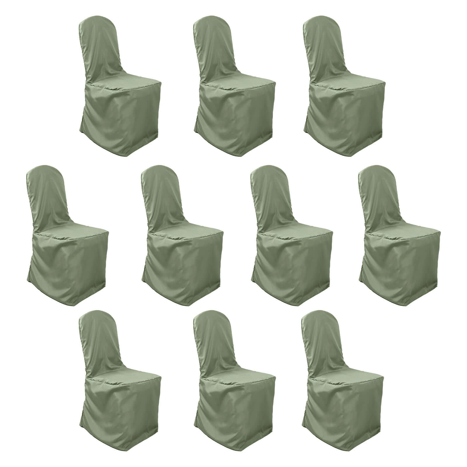 10-Piece Stain-Resistant Polyester Slip-On Chair Covers in Dusty Sage Green for Banquets