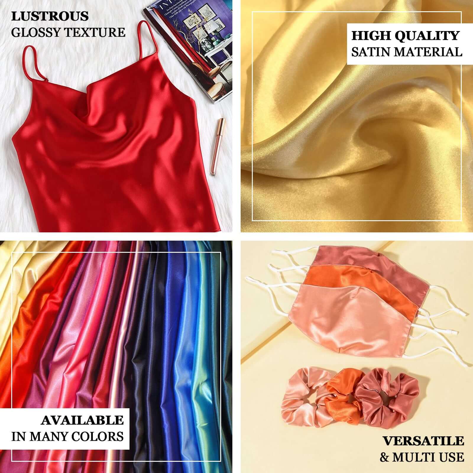 Wholesale Beige Satin Fabric Bolt (12'x10yd) for DIY Crafts