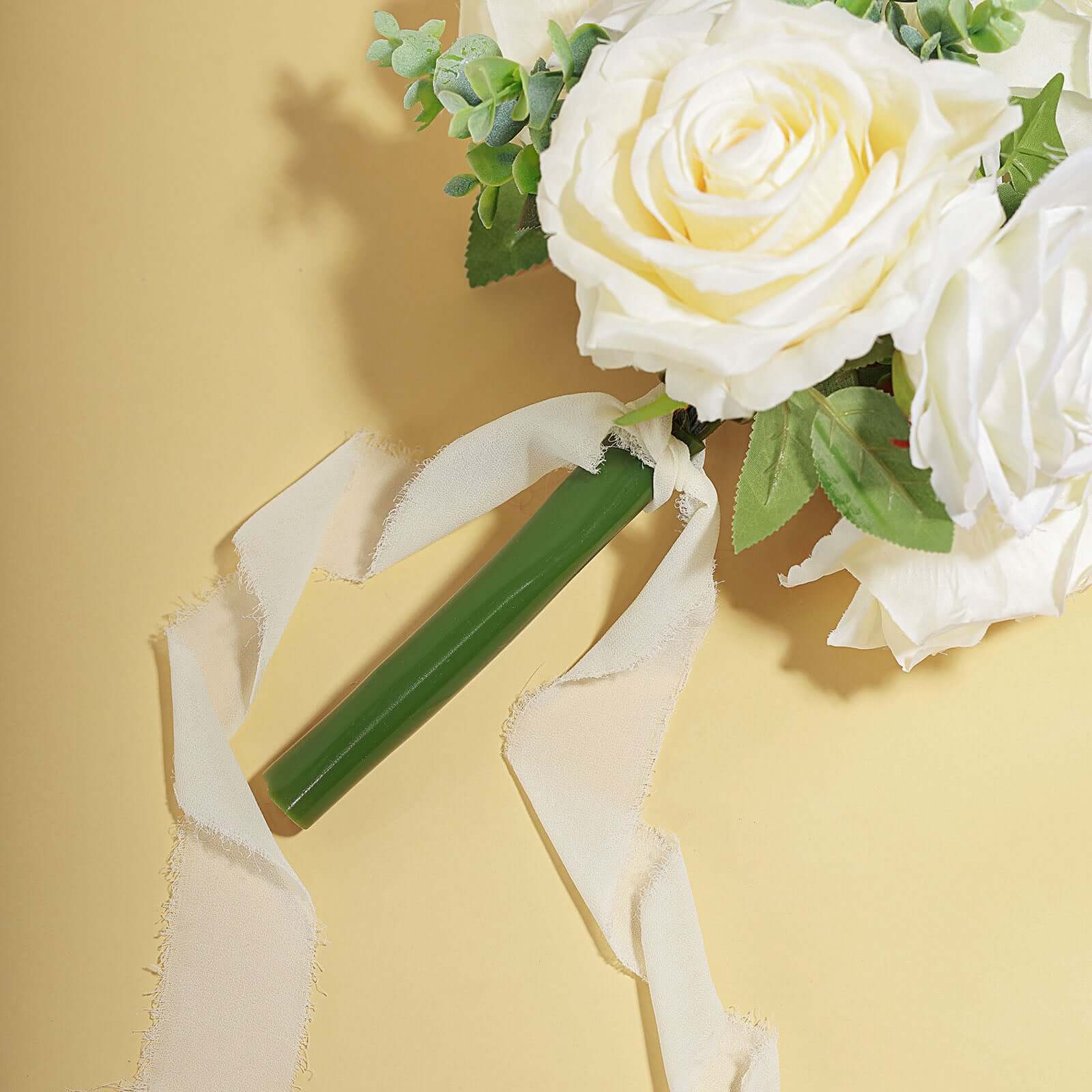 2-Pack Special Offer! 6-Yard Ivory Silk-Like Chiffon Linen Ribbon Rolls for Bouquets, Gifts, and Weddings