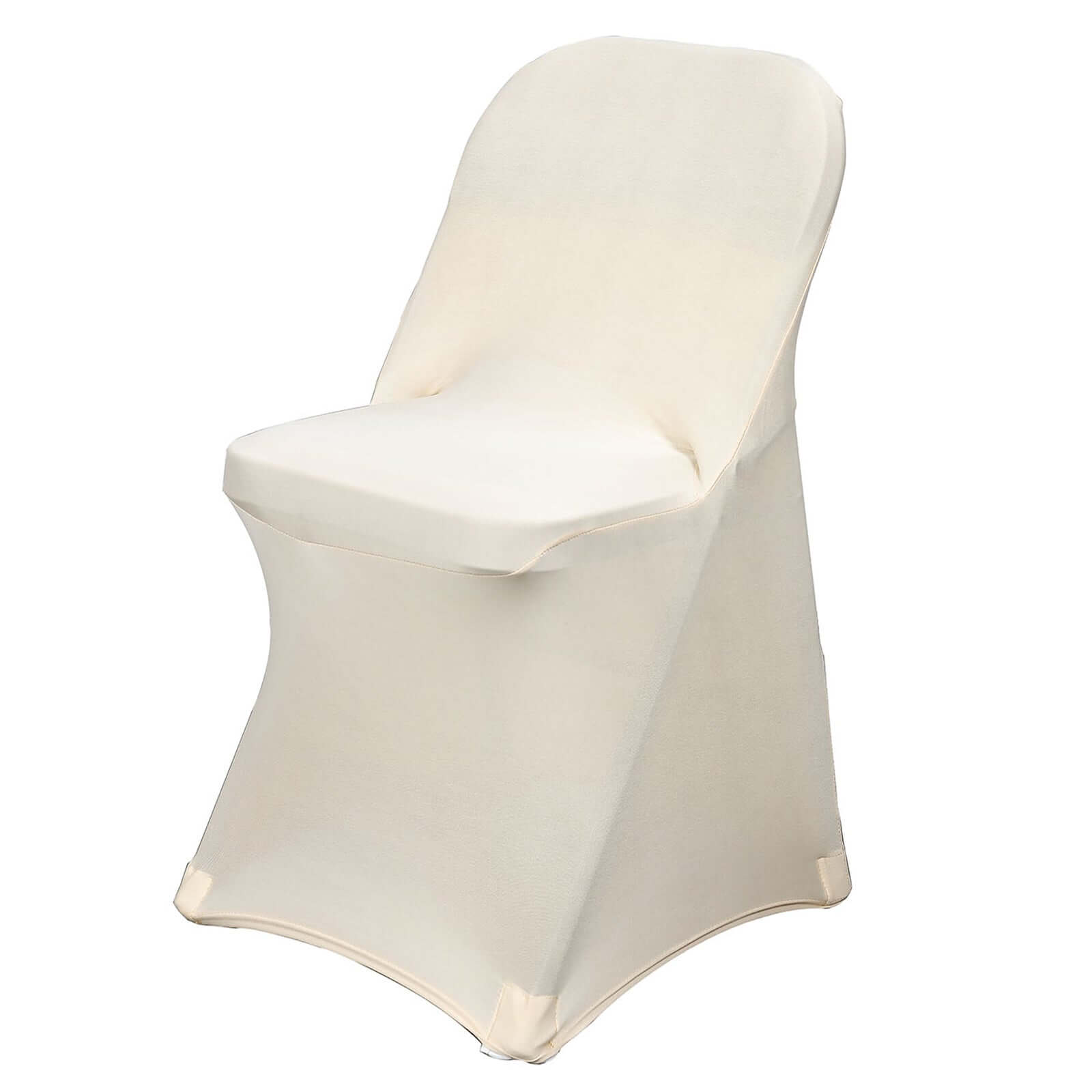 Premium Reusable Beige Spandex Stretch Slipcover for Folding Chairs - 160GSM Wrinkle-Resistant