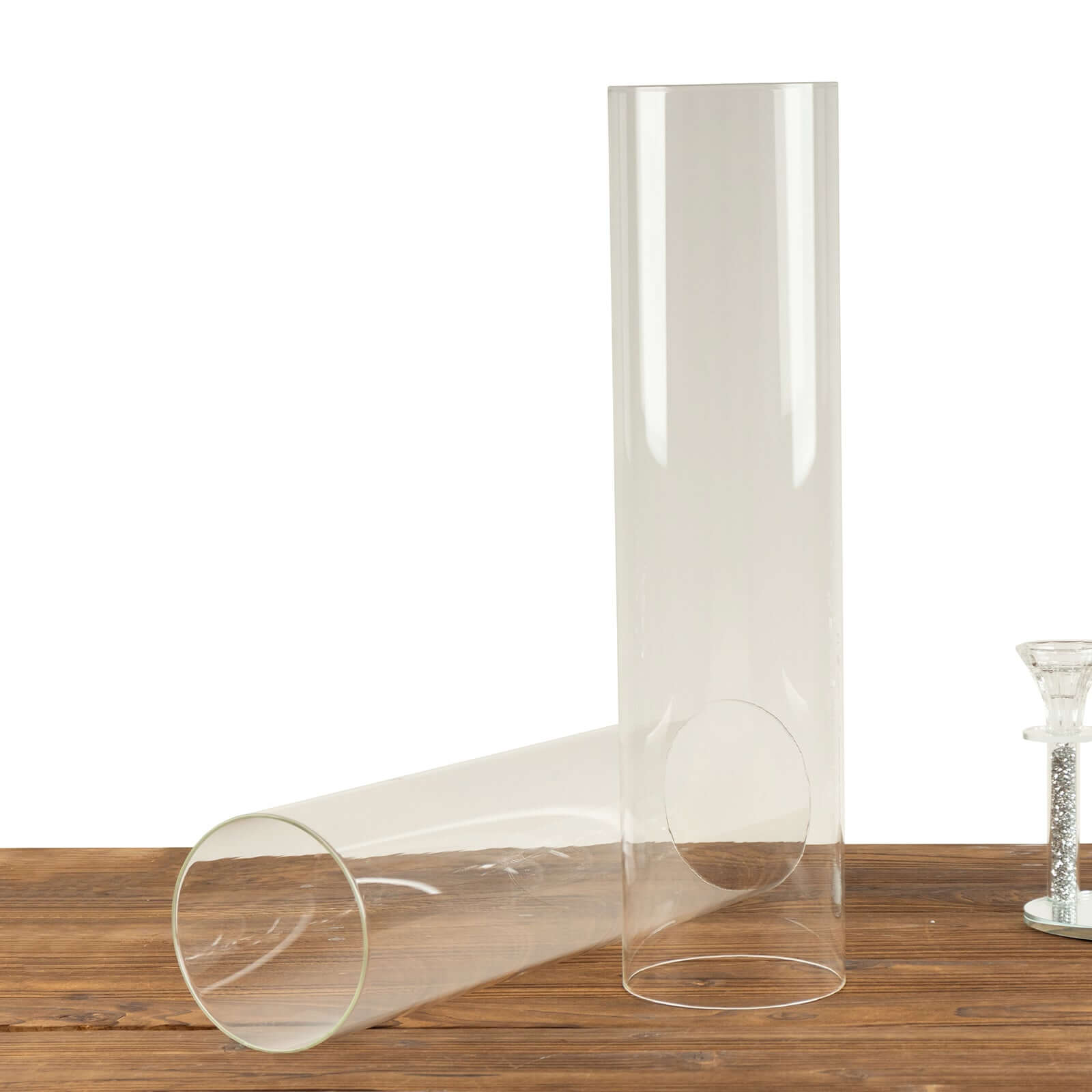 2-Piece Clear Glass Open-End Hurricane Candelabra Shades - 20-Inch Stylish Table Centerpieces