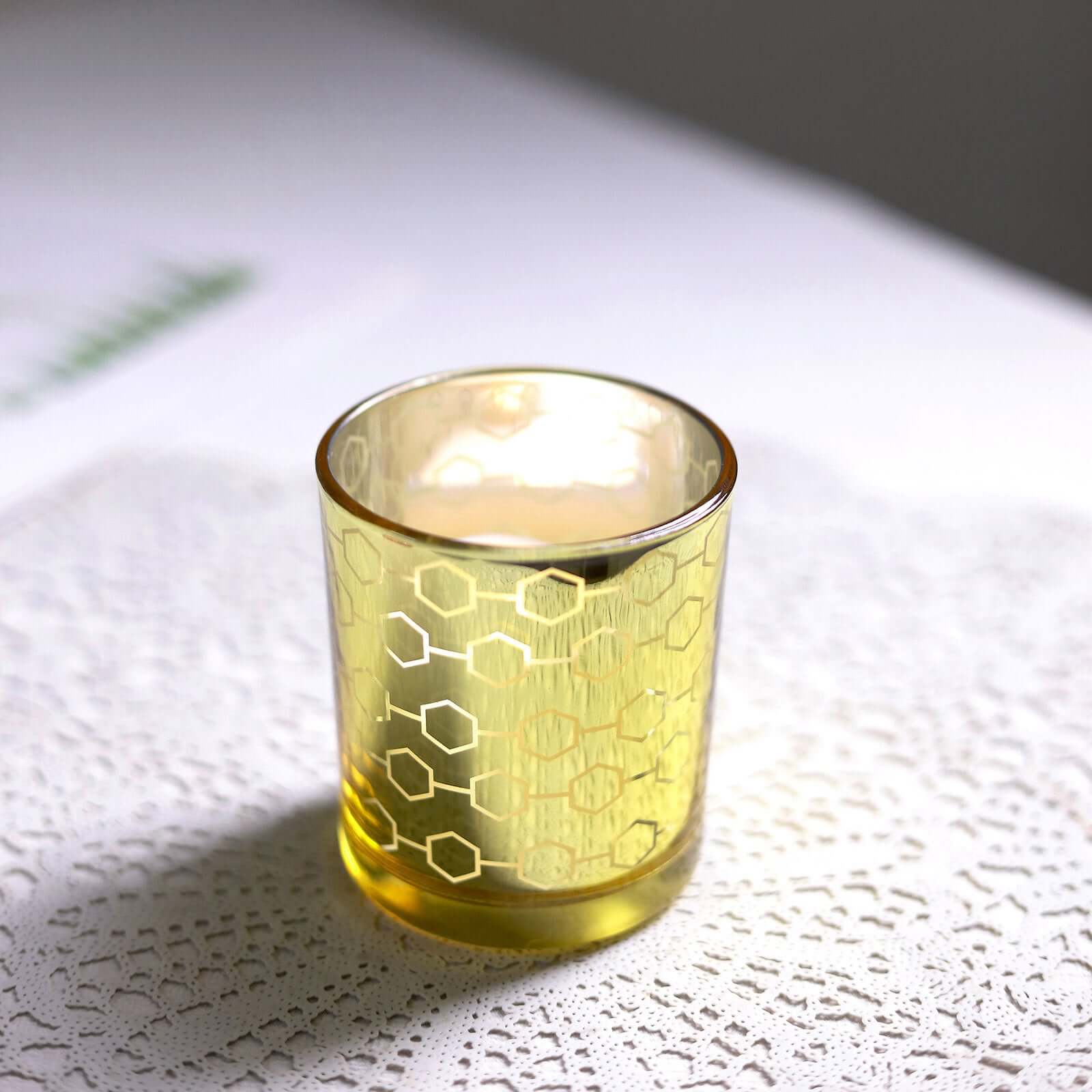 Hot Sale! 6-Piece Set of Gold Mercury Glass Votive Candle Holders with Honeycomb Design