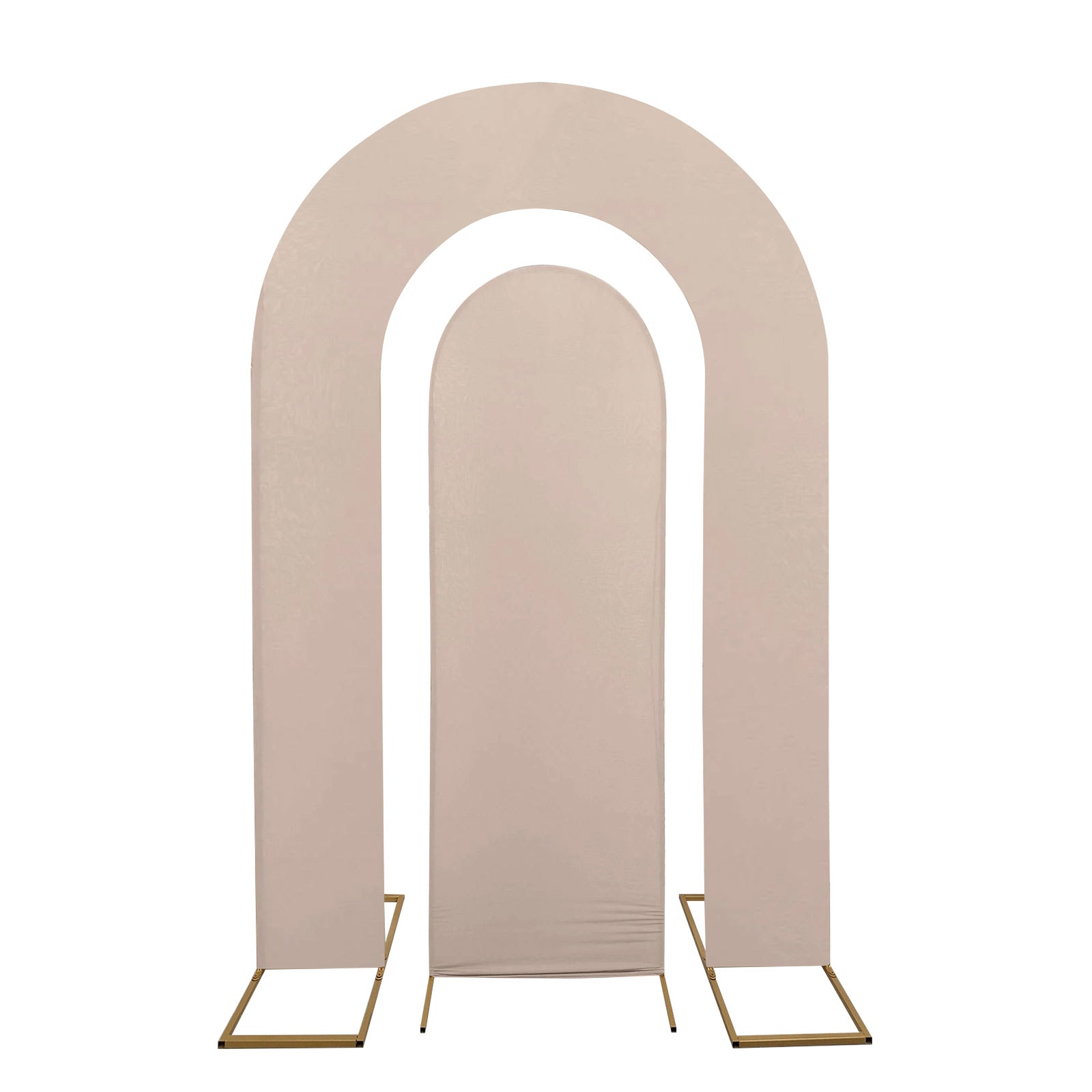 Set of 2 Nude Spandex Fitted Covers for 6ft & 8ft Round Top & Double Arch Wedding Backdrop Stands