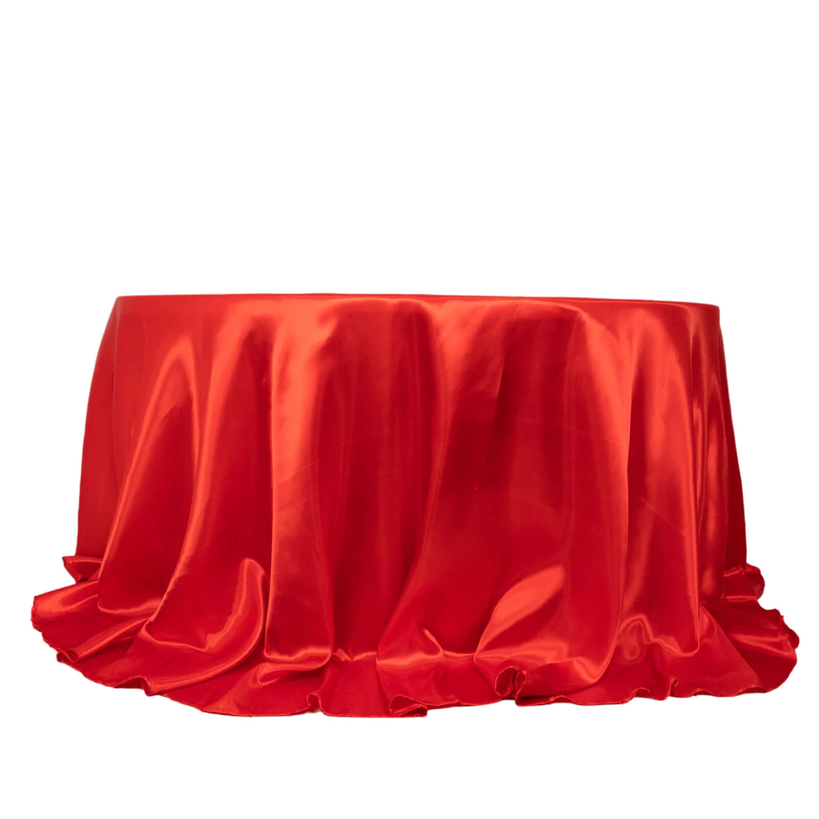 Stylish Seamless Red Satin 132-inch Round Tablecloth for Events