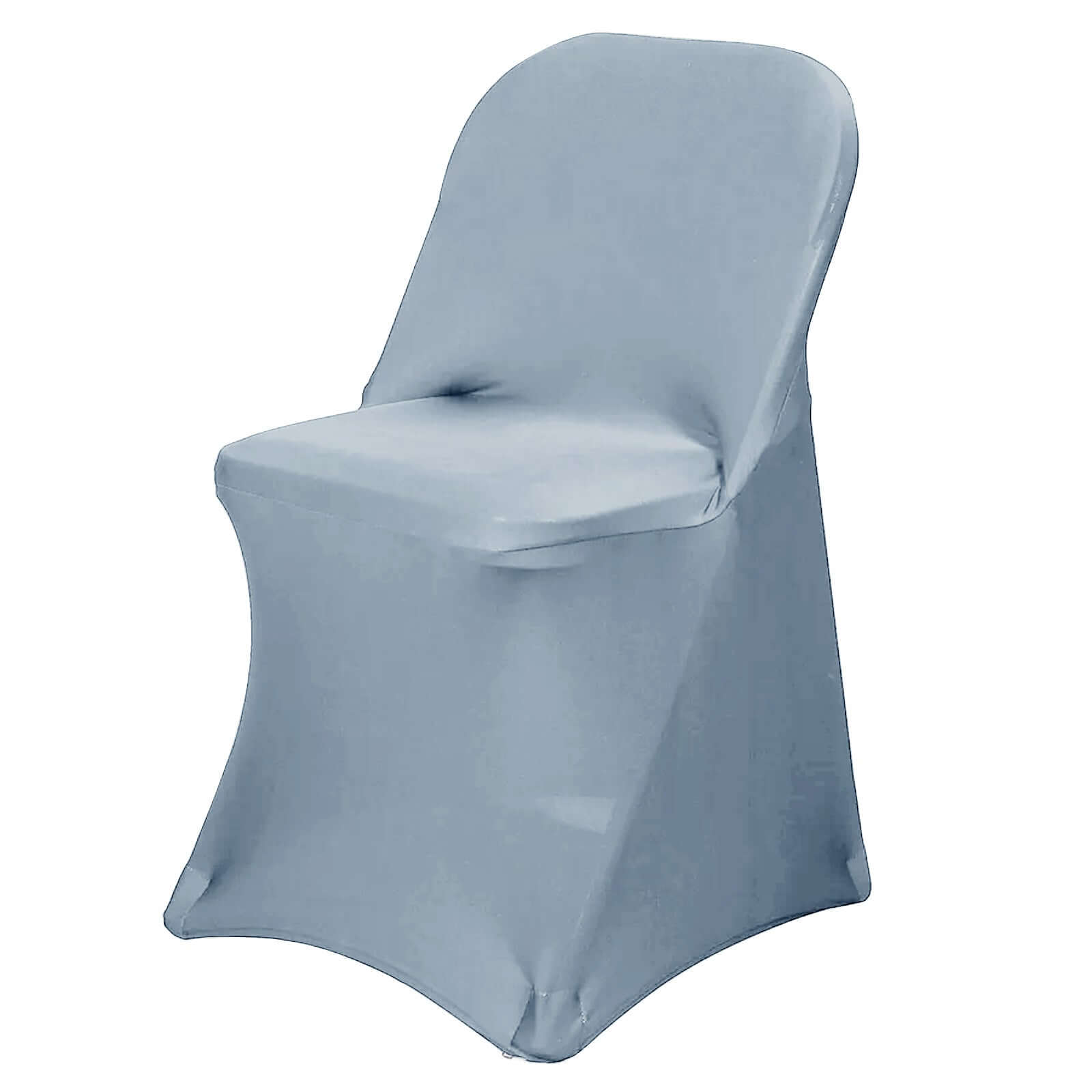 Reusable Dusty Blue Stretch Spandex Chair Cover for Folding Chairs - 160GSM Wrinkle-Resistant Slipcover