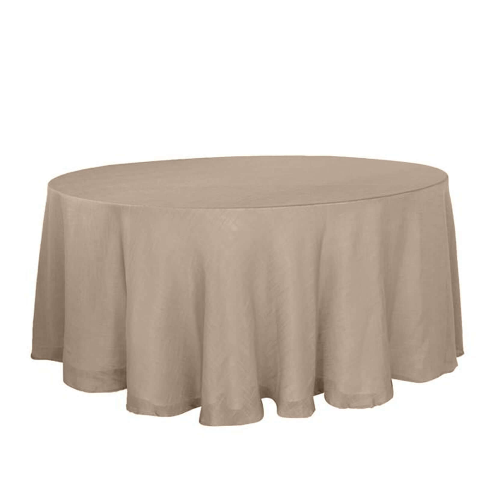 Hot! Taupe Faux Linen 120 Round Wrinkle-Resistant Tablecloth