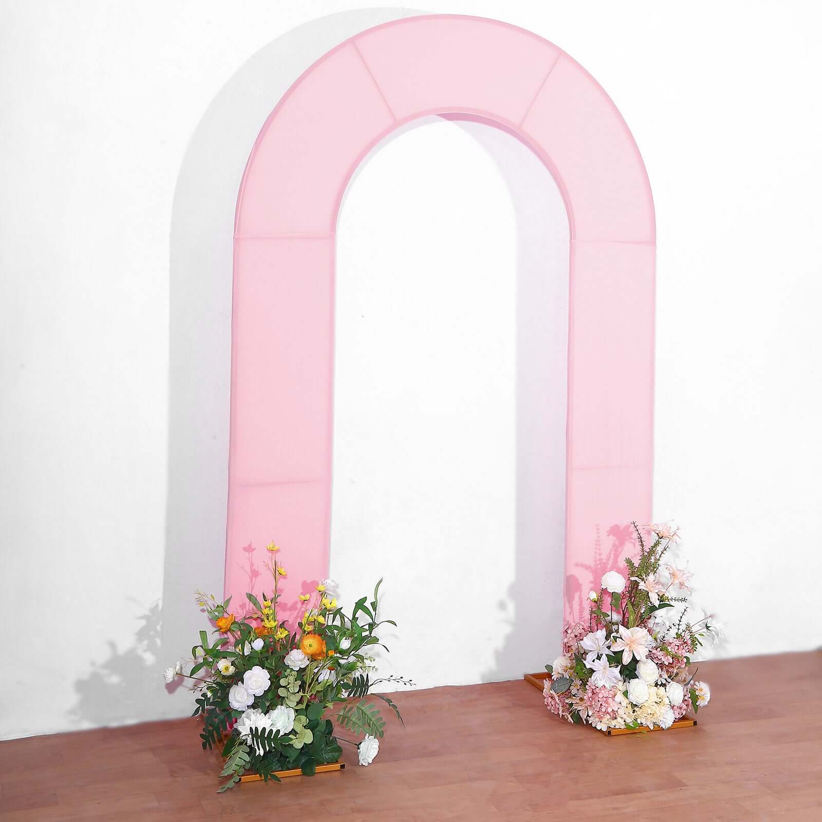 Premium 8ft Pink Spandex U-Shaped Wedding Arch Cover - Perfect for Weddings and Parties