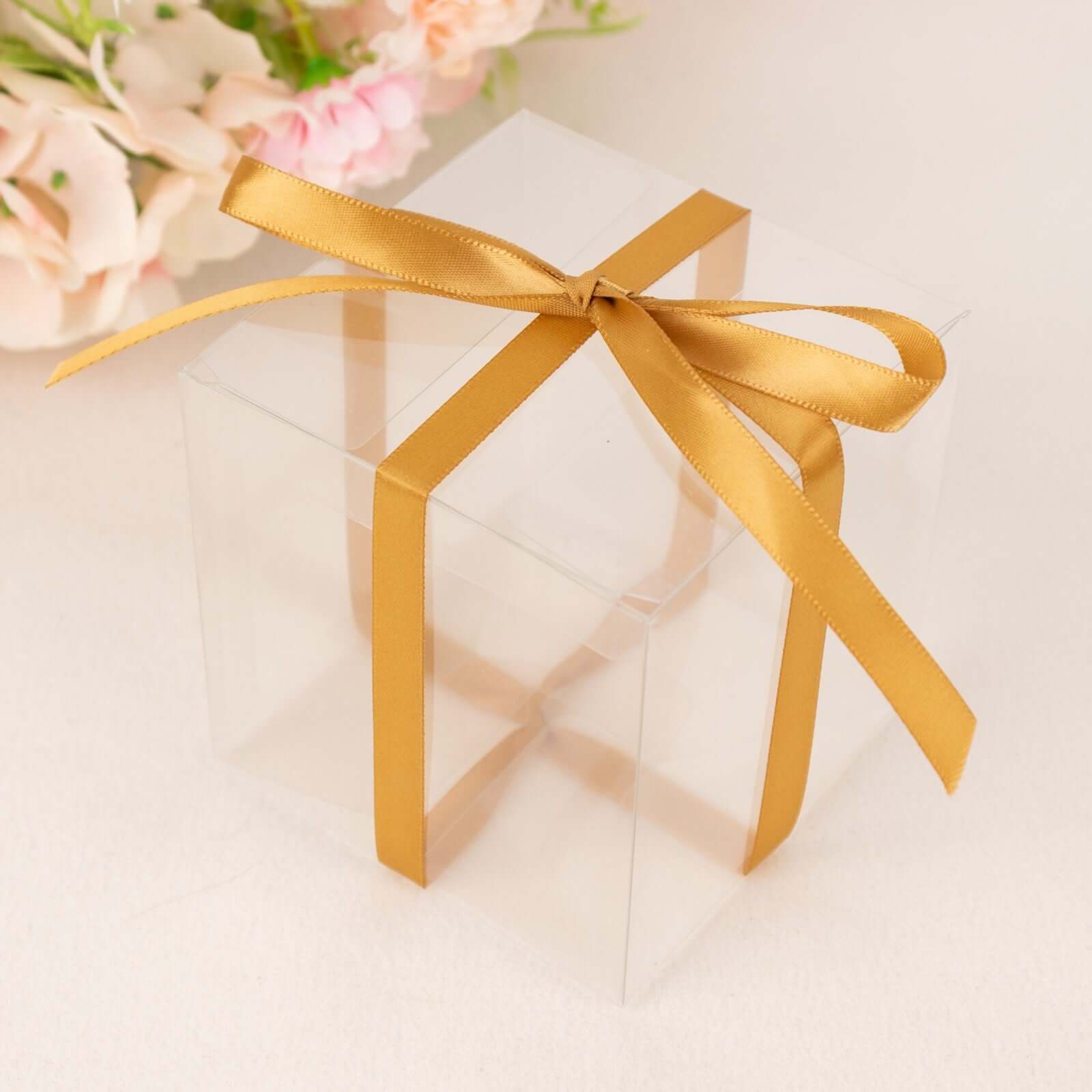 Hot! 100 Yards 3/8 Gold Single-Face Decorative Satin Ribbon