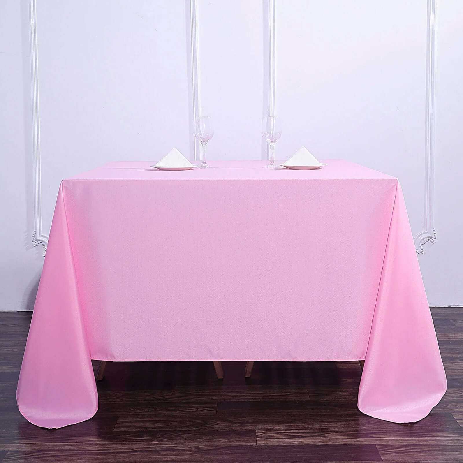 Pink 90x90 Polyester Square Tablecloth - Wrinkle-Free & Long-Lasting