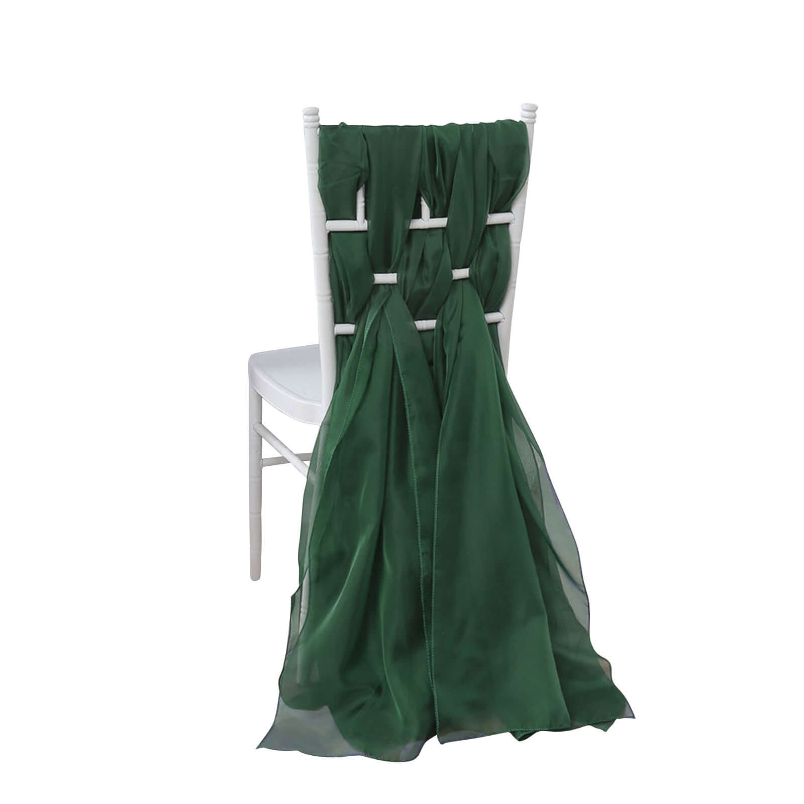 5-Pack Premium Hunter Emerald Green Chiffon Chair Sashes - Soft & Lightweight Designer Bows
