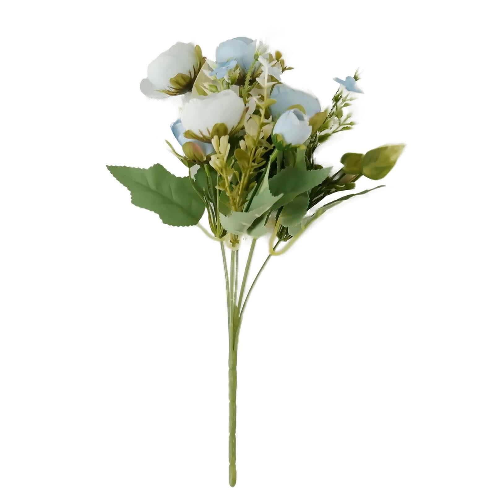 4-Pack Dusty Blue Artificial Ranunculus Silk Flower Bouquets for Bridal and Decor