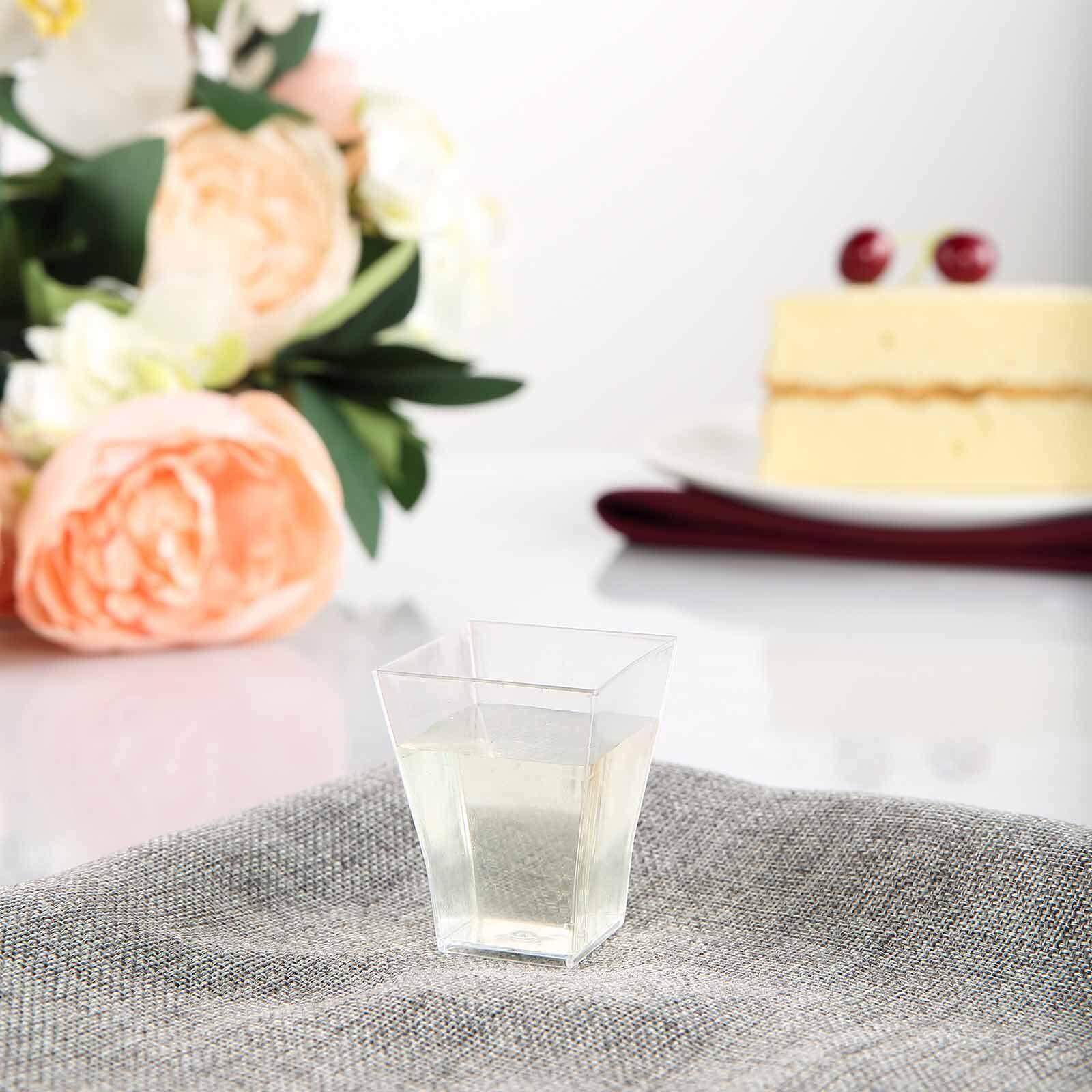 24-Piece Set of Clear Plastic Square Shot Glasses - 2oz Durable Disposable Drinks Glasses