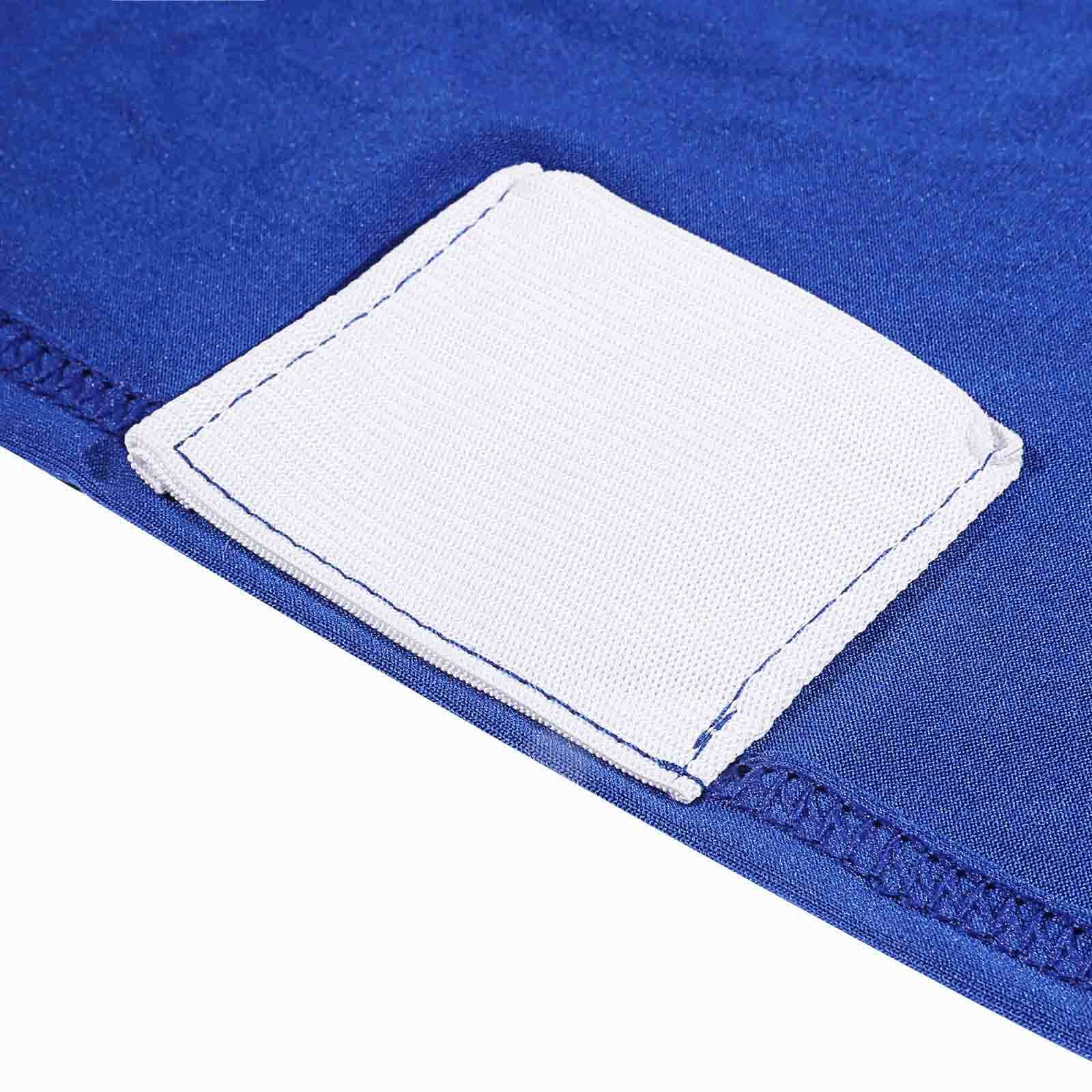Fitted Royal Blue Spandex Chair Cover with Metallic Shimmer Tinsel Back for Banquets
