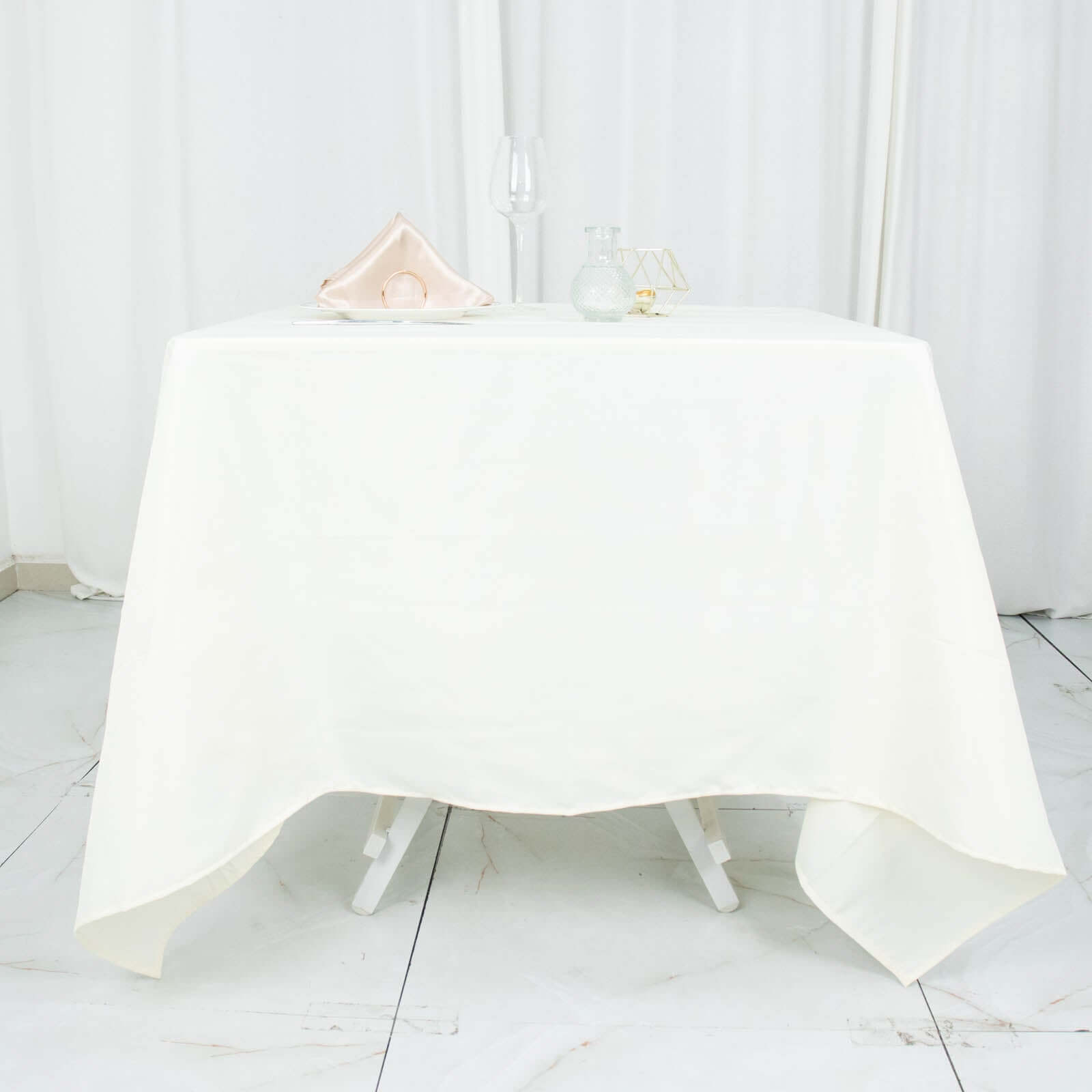 Ivory 70x70 Premium Polyester Wrinkle-Resistant Tablecloth 220GSM - Ideal for Events