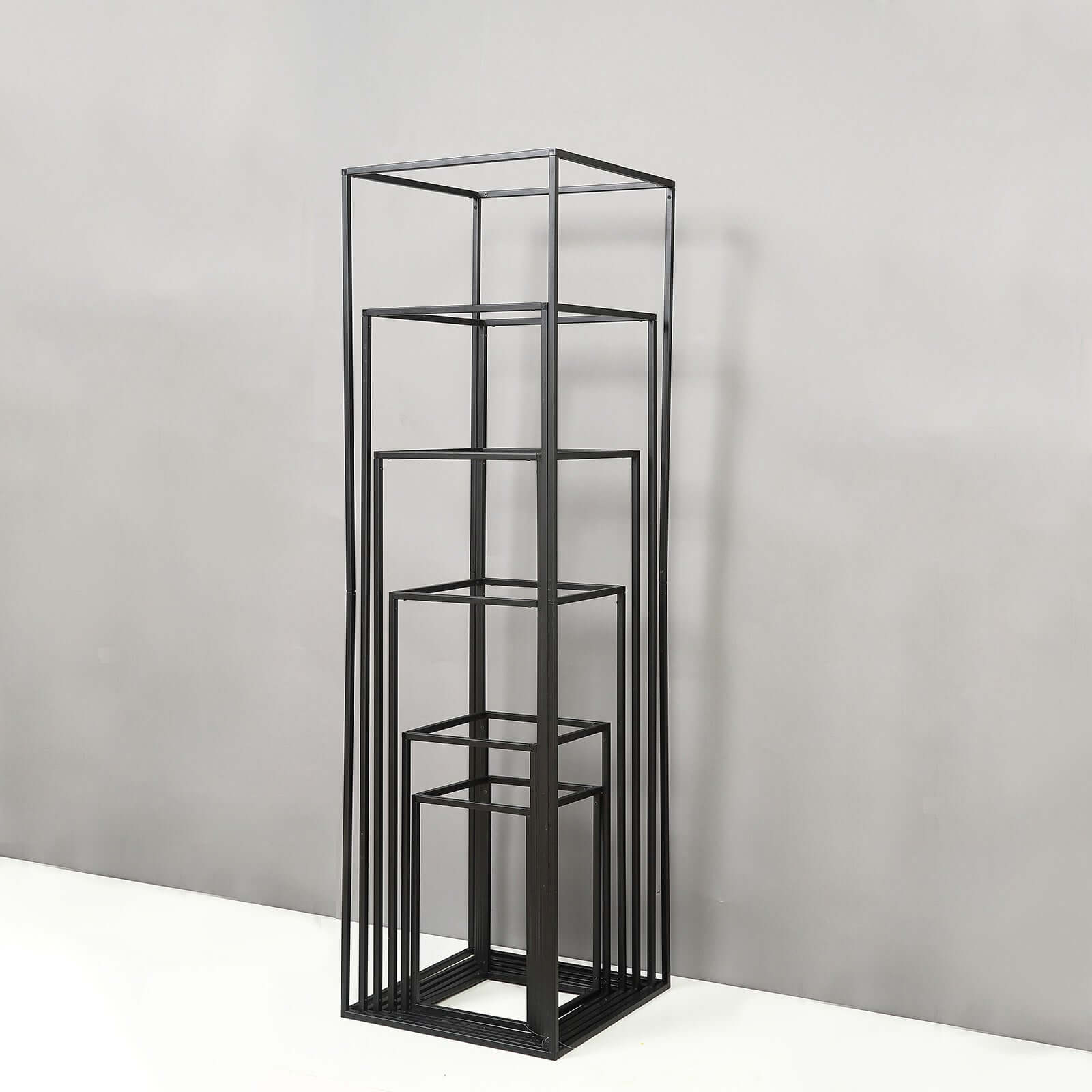 2-Pack Matte Black Metal Geometric Wedding Flower Stand - Ideal for Sophisticated Arrangements