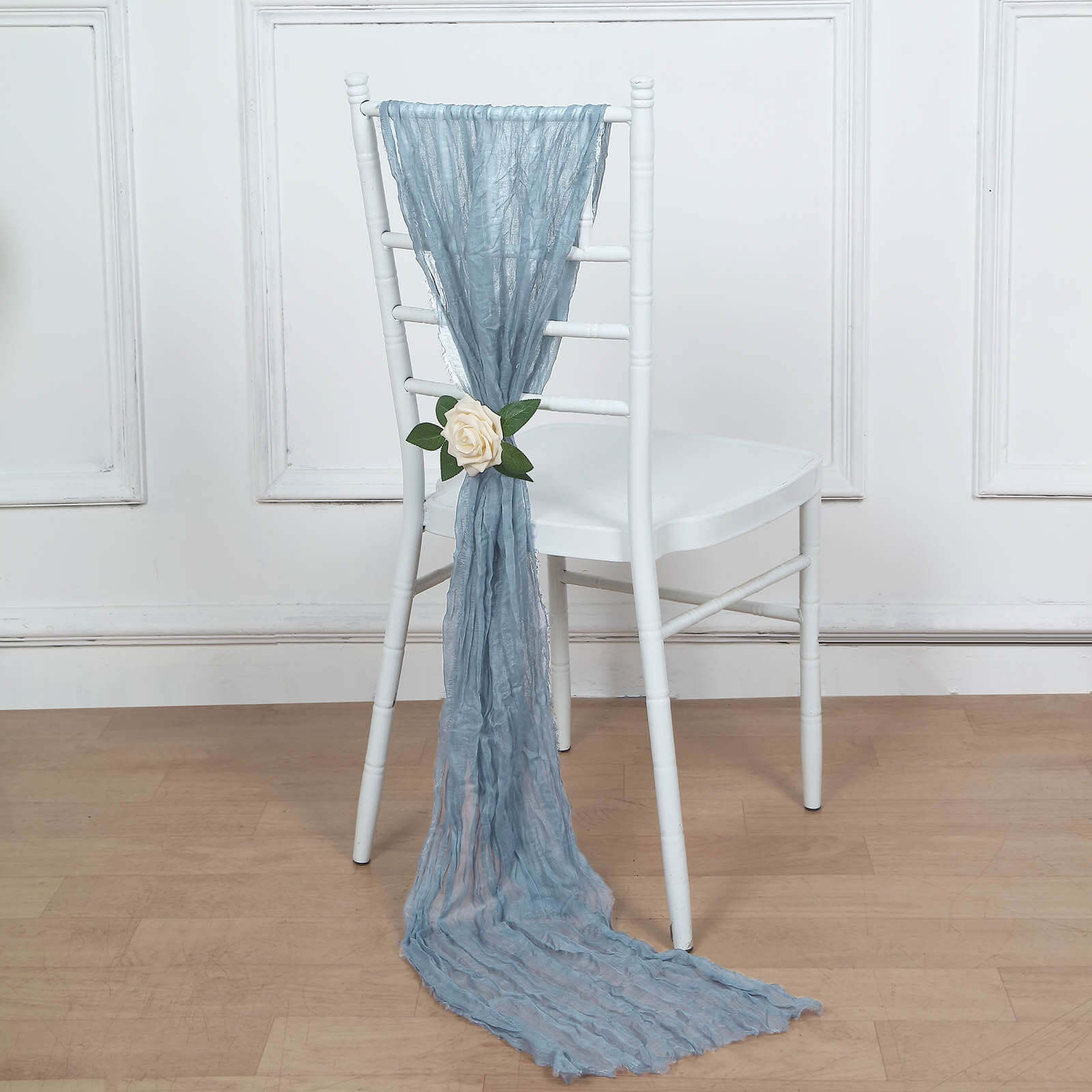 Hot Deal! 5-Piece Set of Dusty Blue Cheesecloth Chair Sashes for Boho Decor