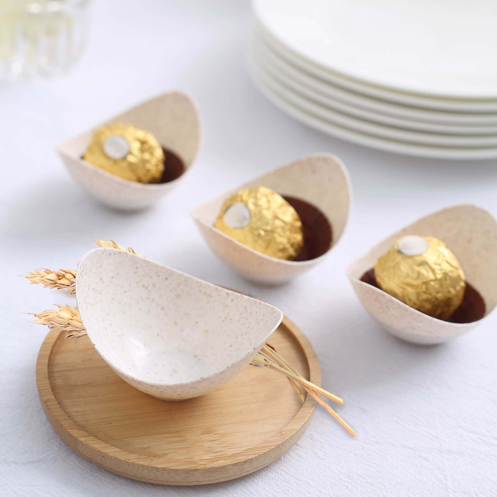 24-Pack Biodegradable Mini Wheat Straw Fiber Dessert Cups - Ideal for Ice Cream
