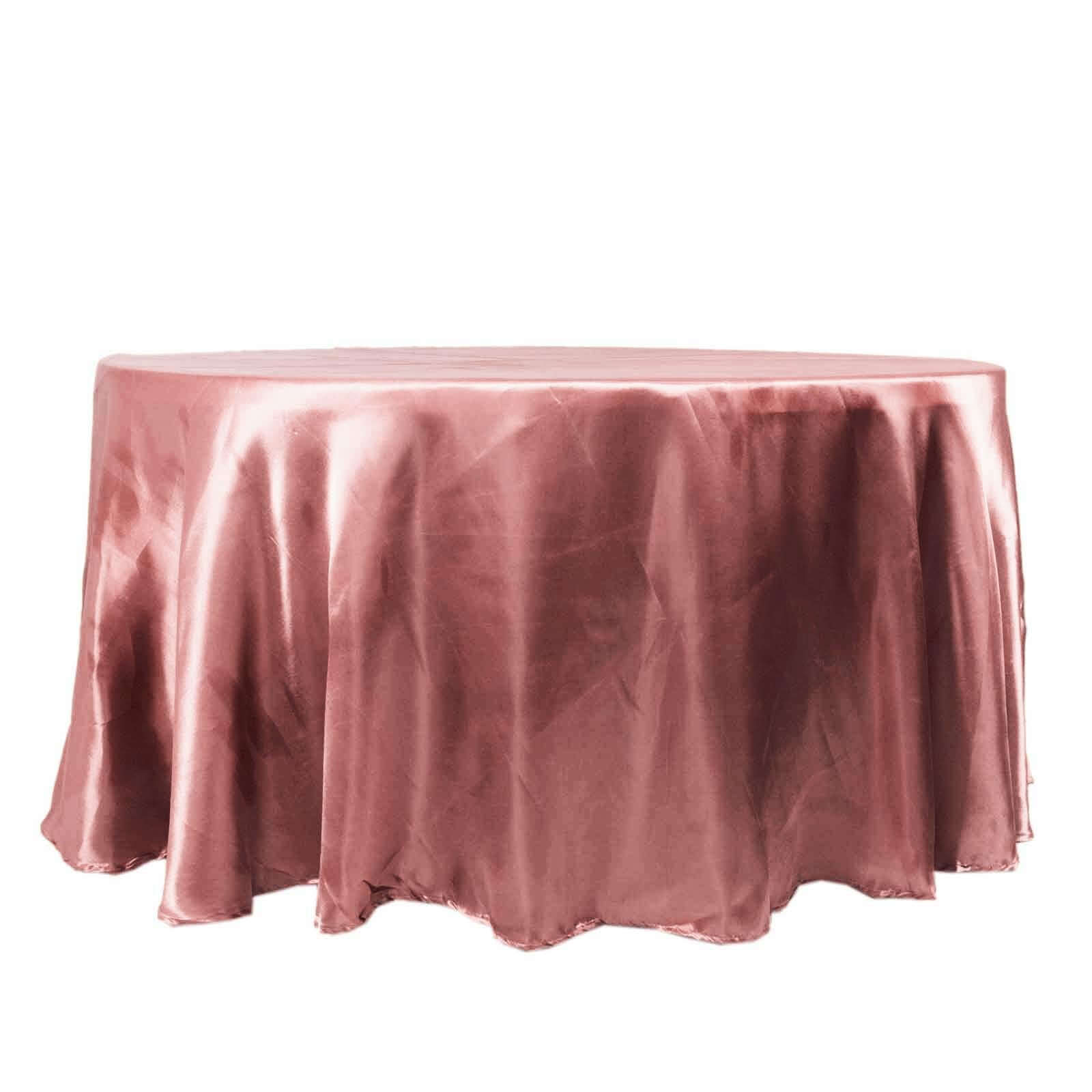 Hot Sale! Stylish Seamless 120-Inch Round Satin Tablecloth in Cinnamon Rose Color