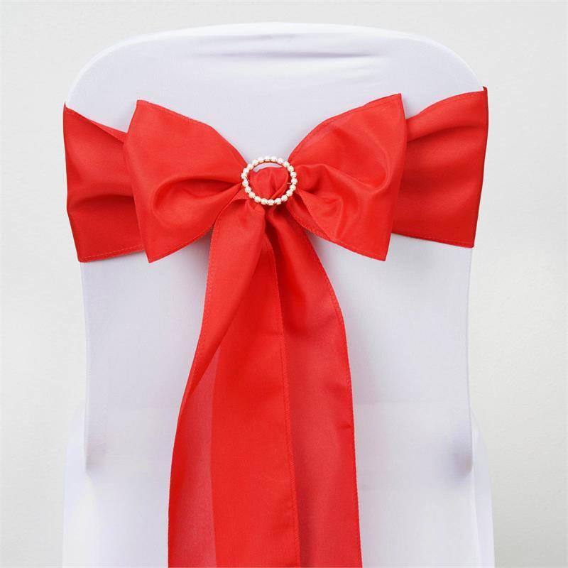 Hot Deal! 5-Piece Set of Red Polyester Chair Sashes, 6x108 Inches